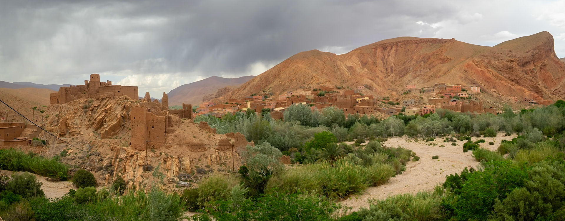 Dry Dades riverbed passing the High Atlas mountain range, Morocco