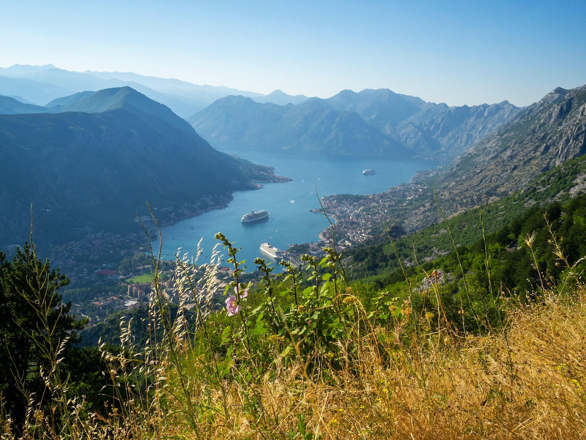 Looking down at Kotor Bay, Montenegro