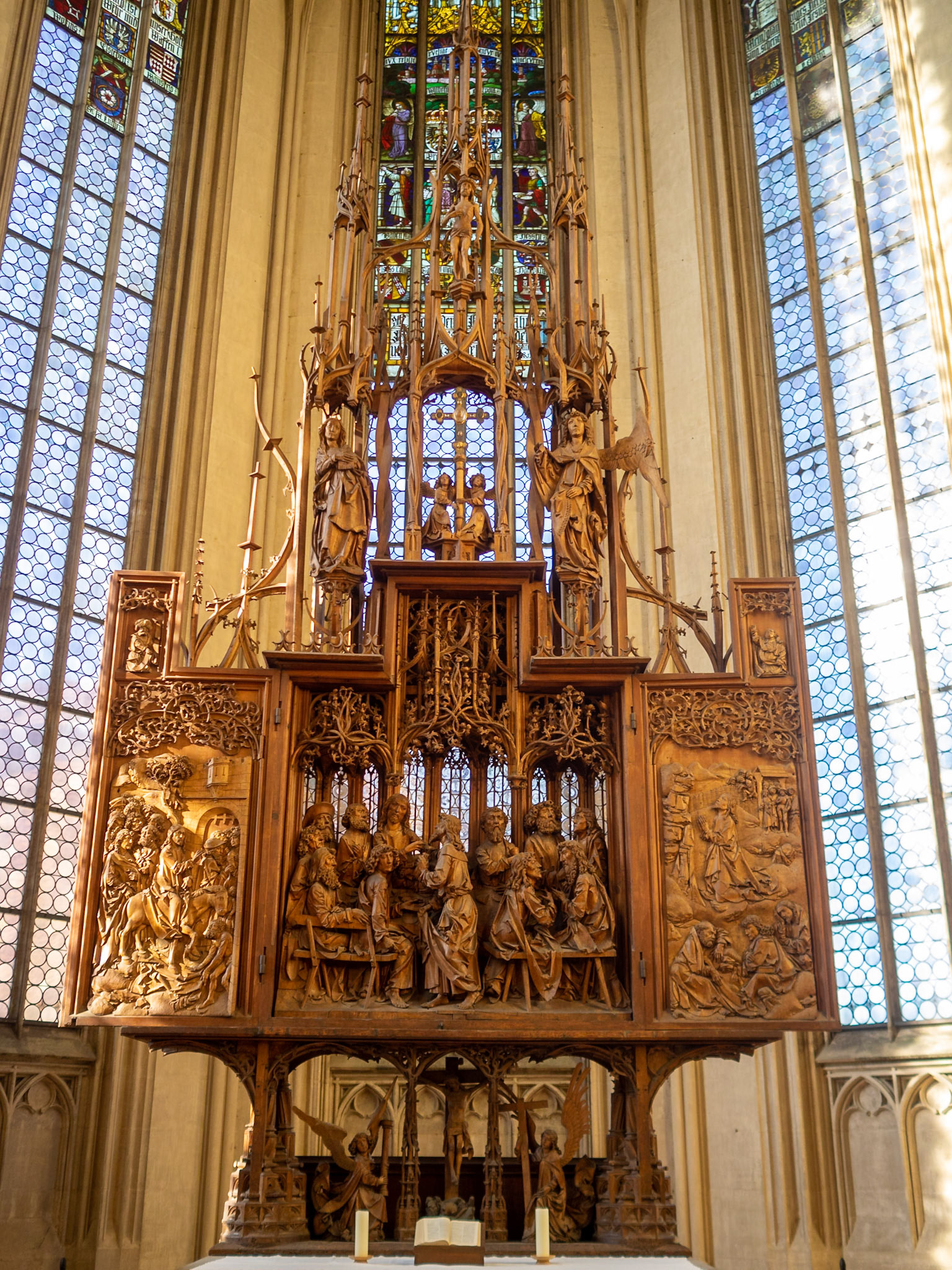 The wooden carved altar of The Holly Blood by Tilman Riemenschneider in Rothenburg ob der Tauber St. Jakob Church