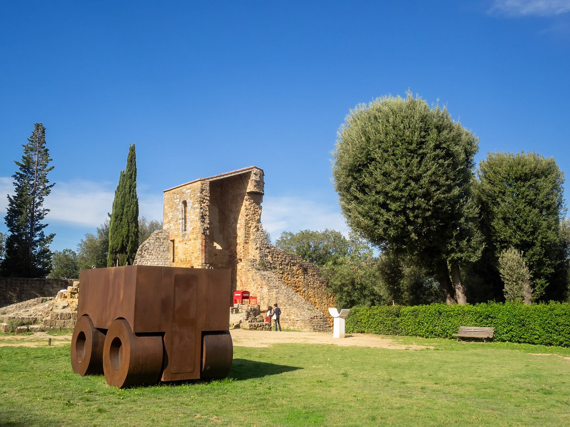 Sculptures on display at the Horti Leonini gardens, San Quirico d'Orcia