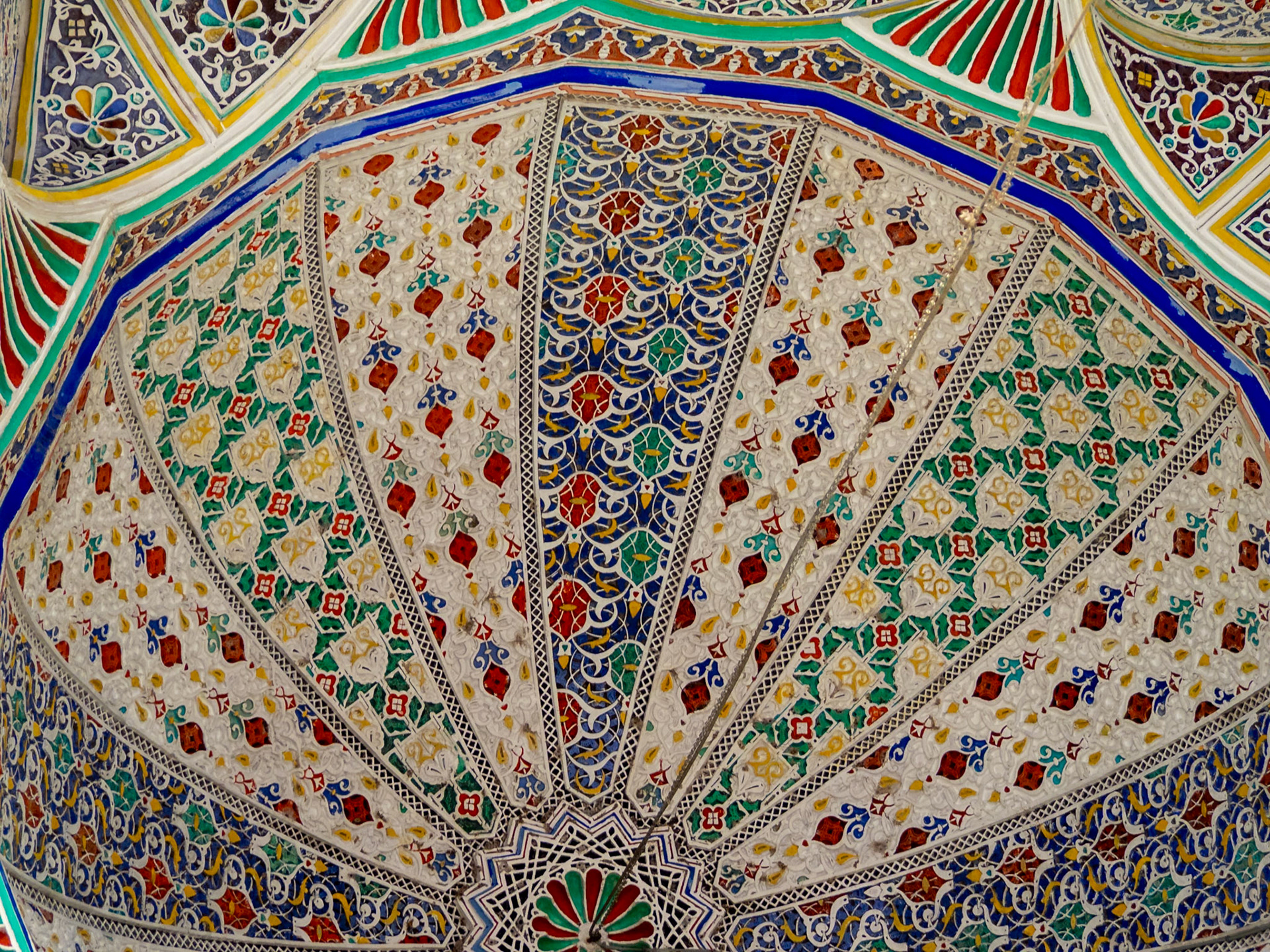 University of al-Qarawiyyin mosque doorway ceiling detail, Fez, Morocco