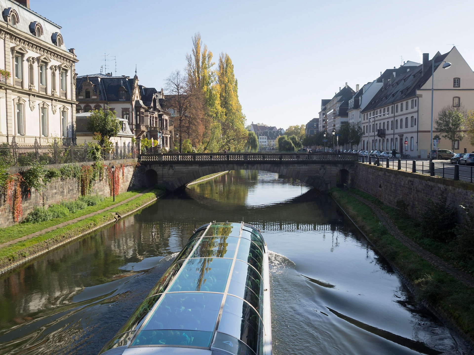 Tourist boat in Ill River, Strasbourg