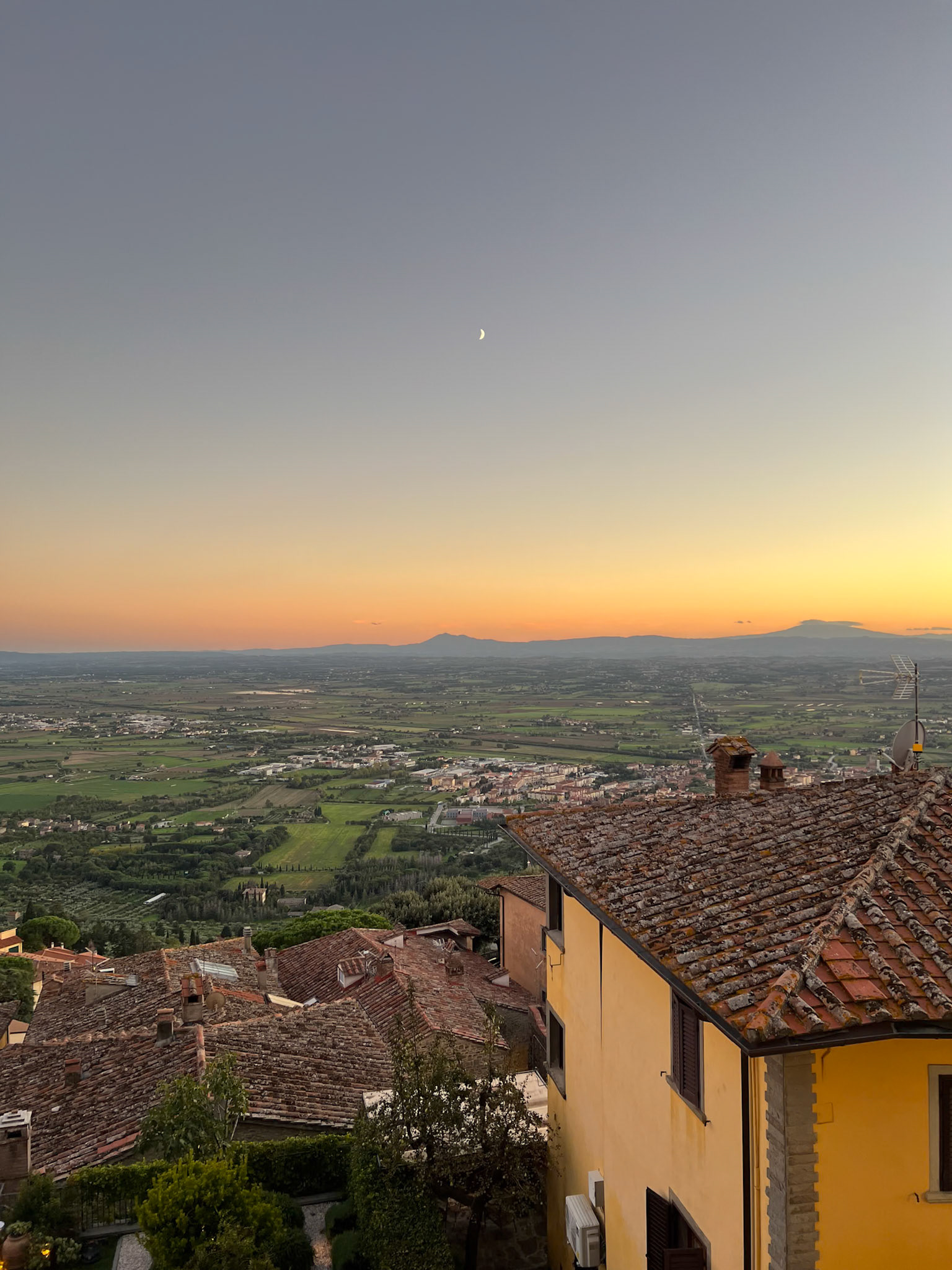 Sunset sky over Tuscany landscape seen from Cortona