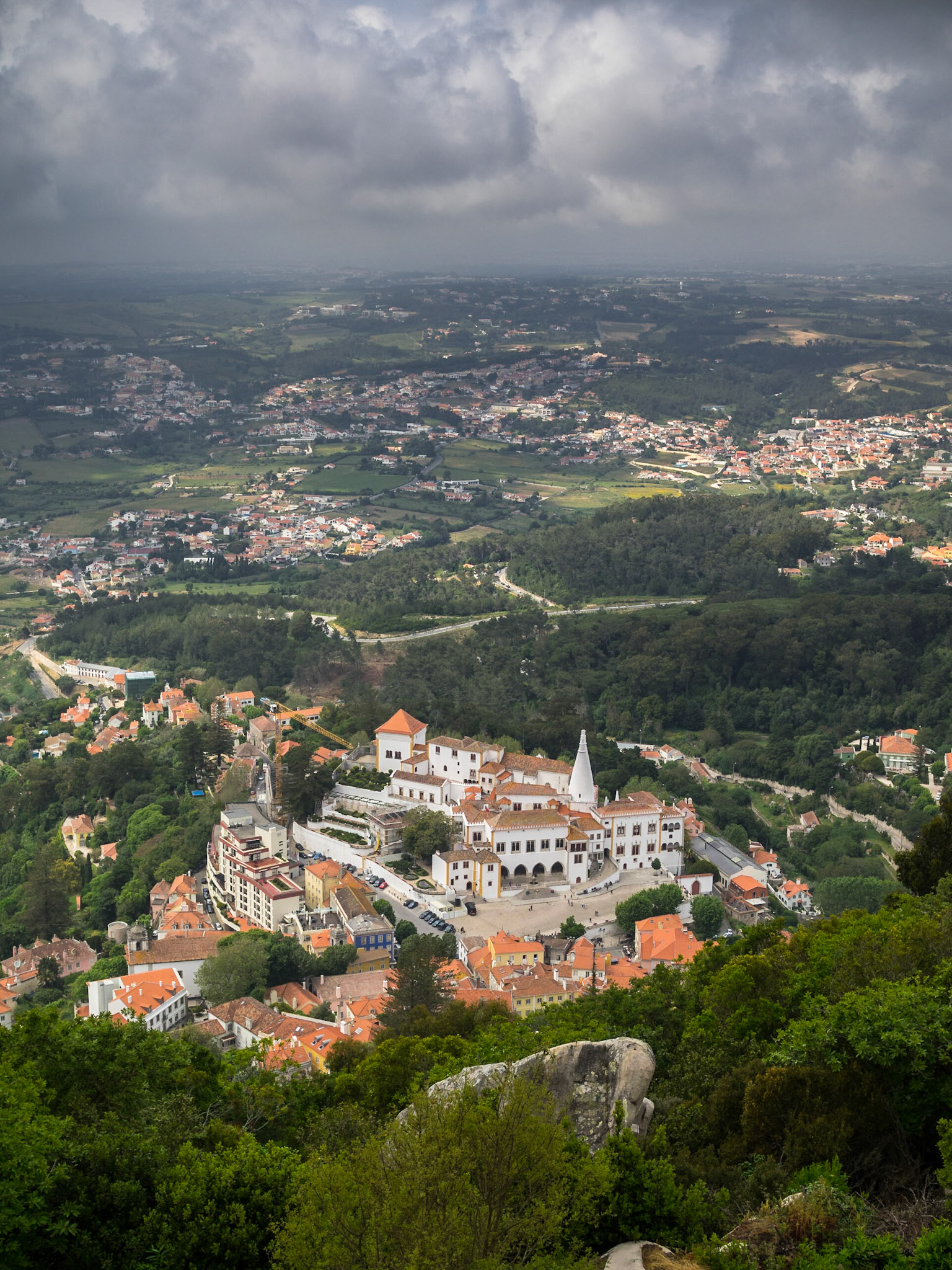 Sintra village seen from the Moorish Castle