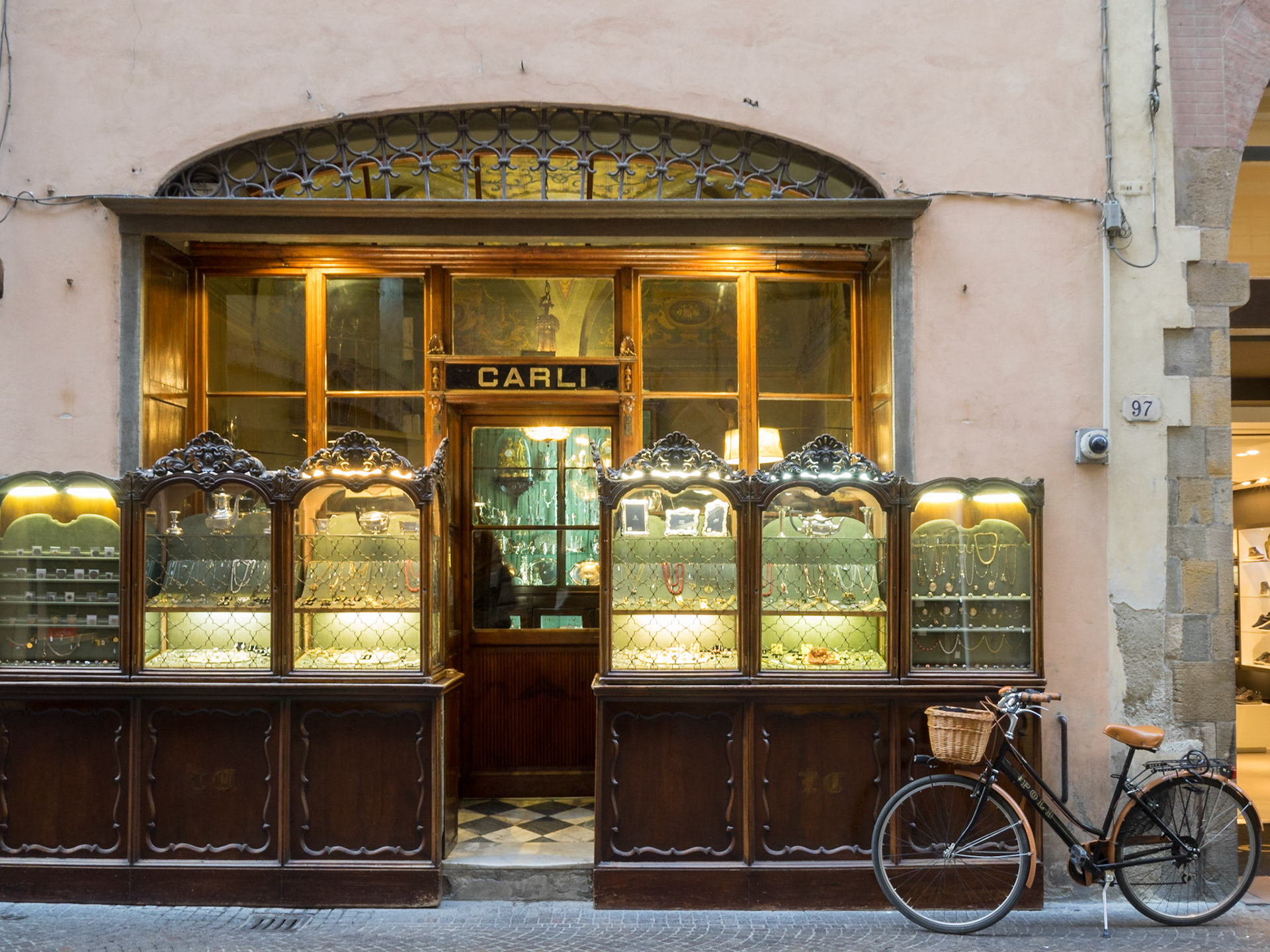 Lucca old shop facade