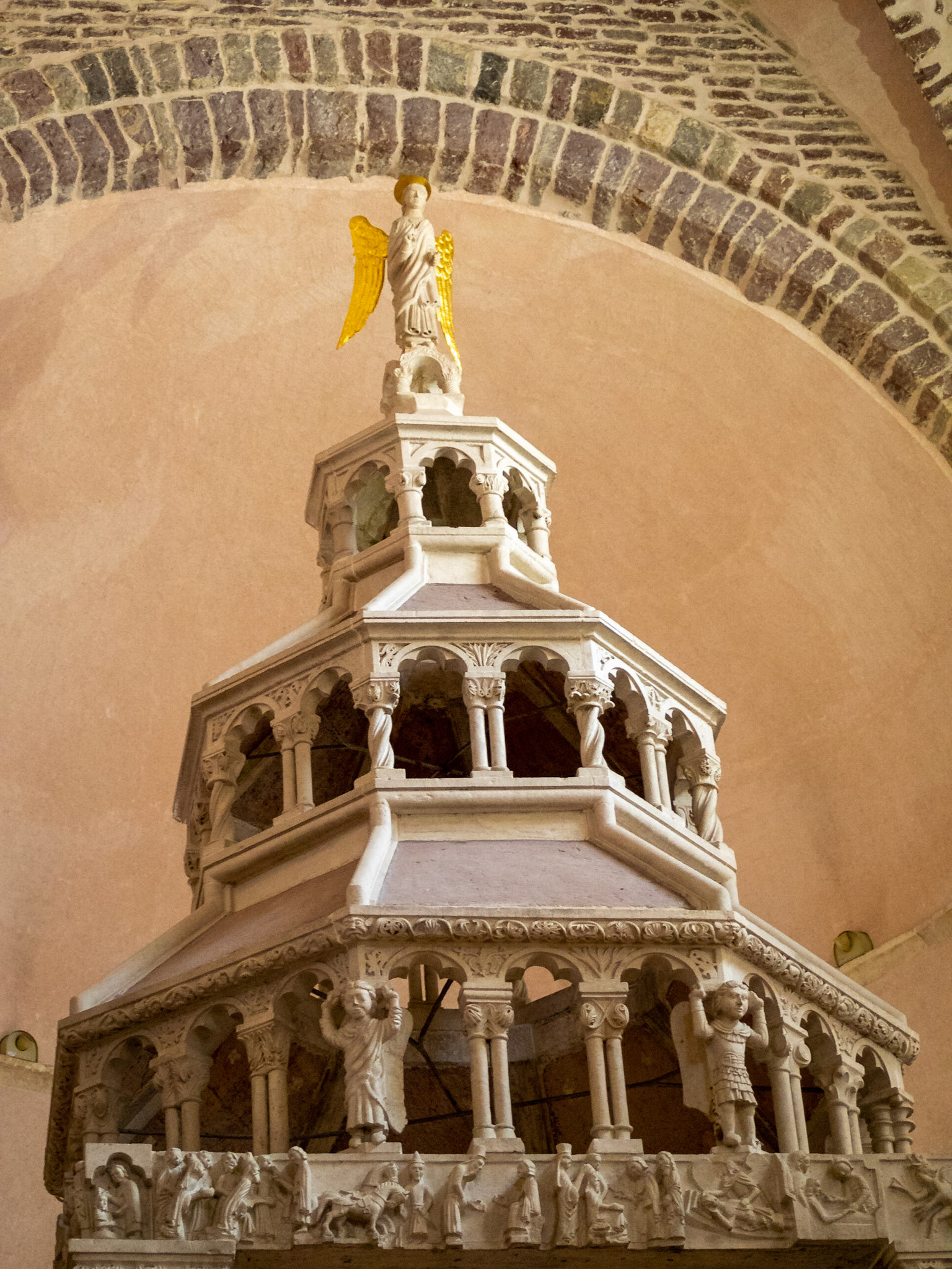 Detail of the sotne carved ciborium of Kotor Cathedral