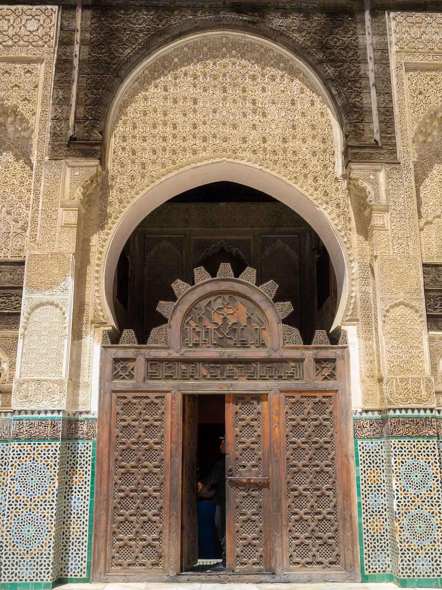 Bou Inania Madrasa wood caved doorway, Fez, Morocco