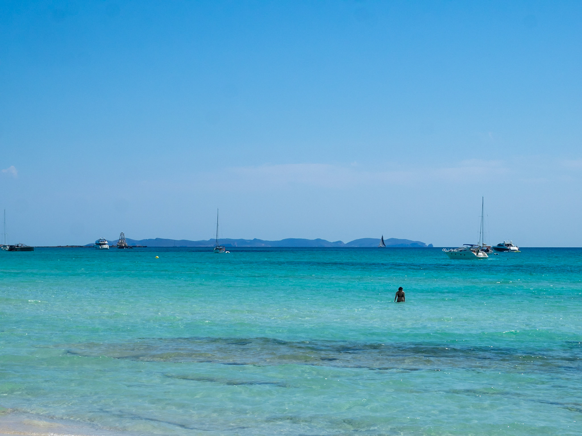 Cabrera Islet in the horizon seen from Es Trenc, Maiorca