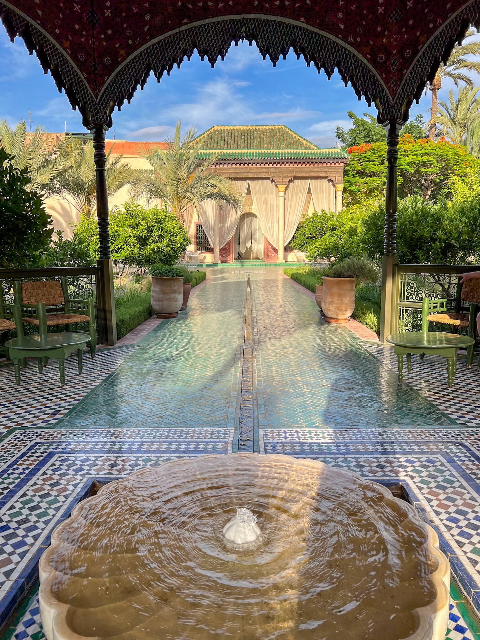 Central pavillion fountain of the Jardin Secret, Marrakesh