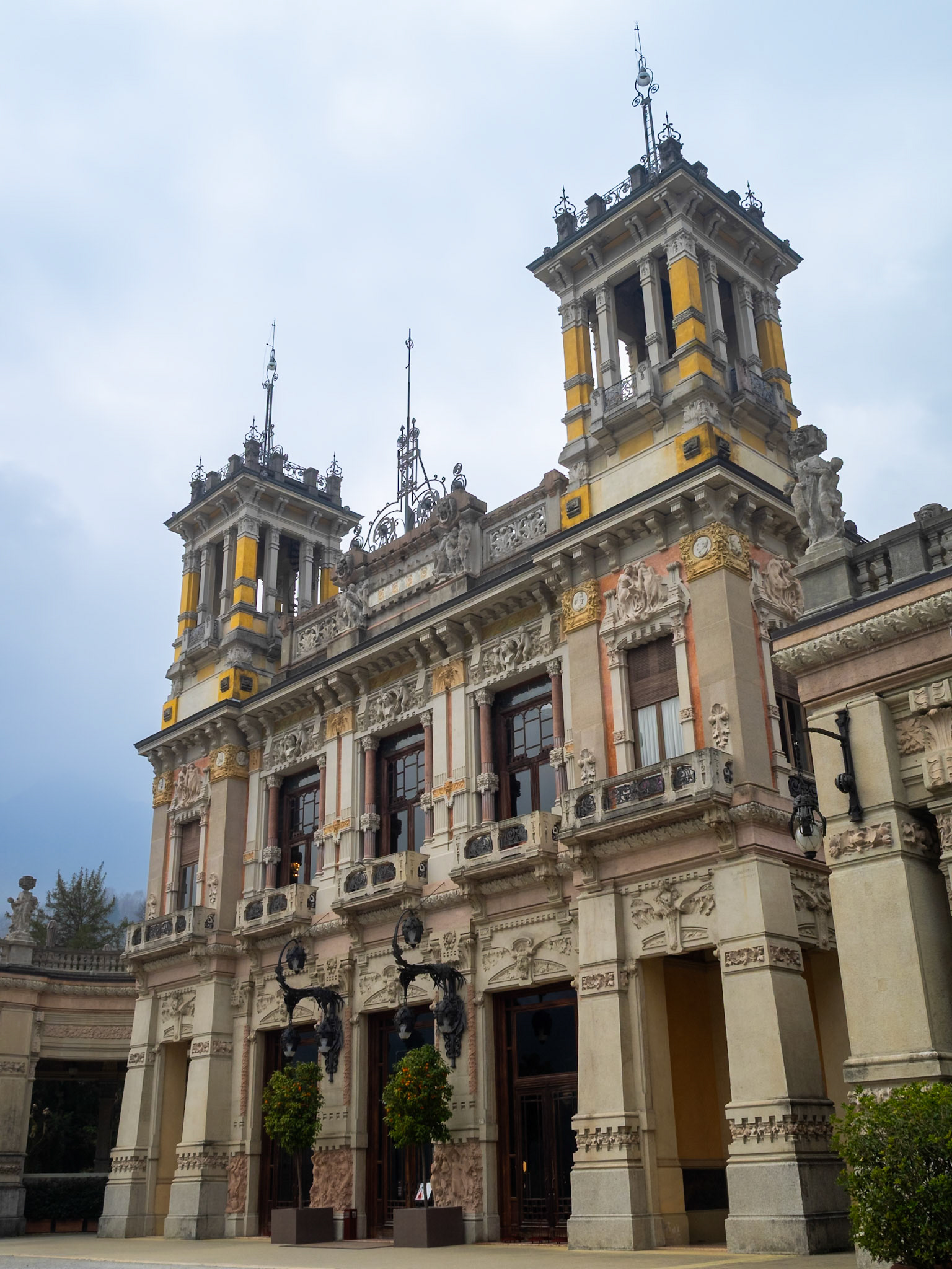 The Art Nouveau facade of the old San Pellegrino Terme casino, Lombardy