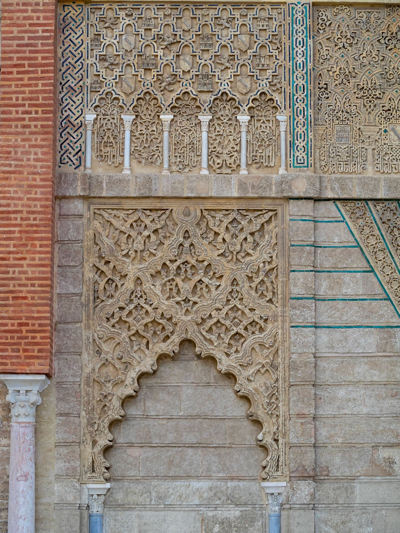 Facade detail of the Palace of Peter the I, Alcazar of Seville