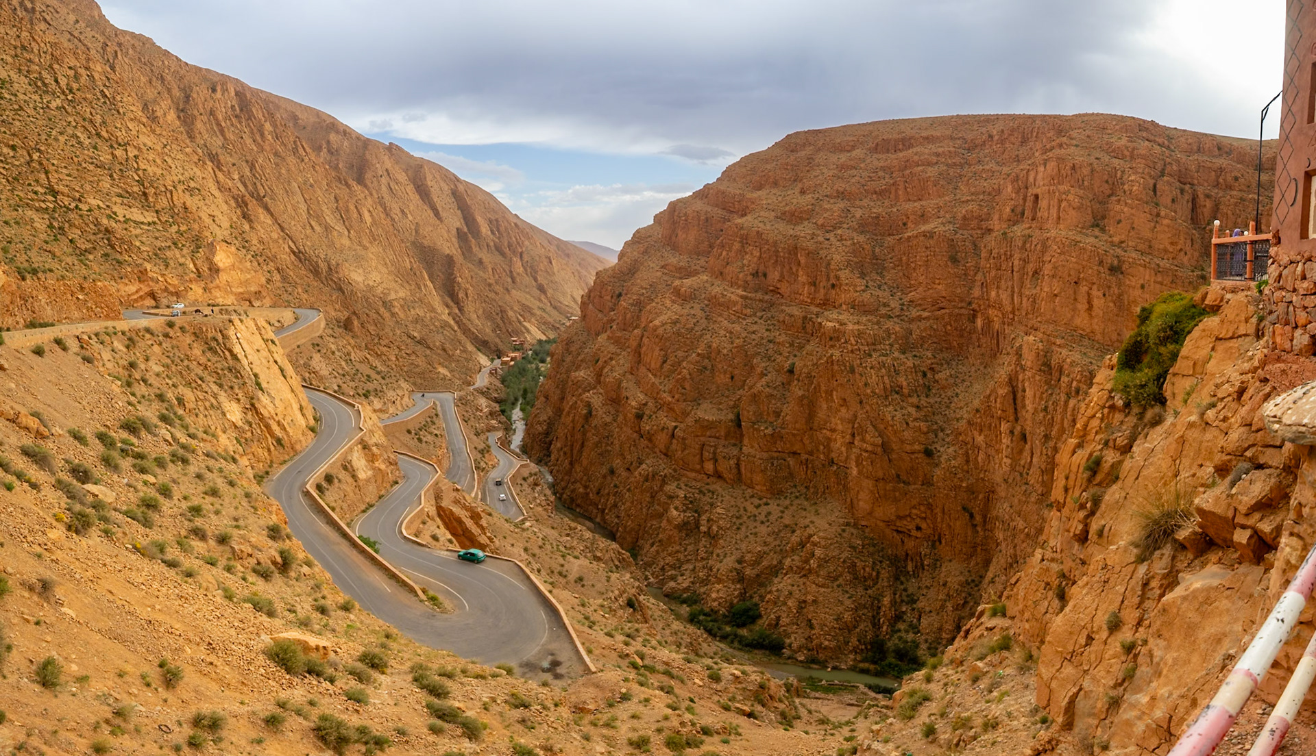 Dades Gorge panorama with the winding road down the mountian, Morocco