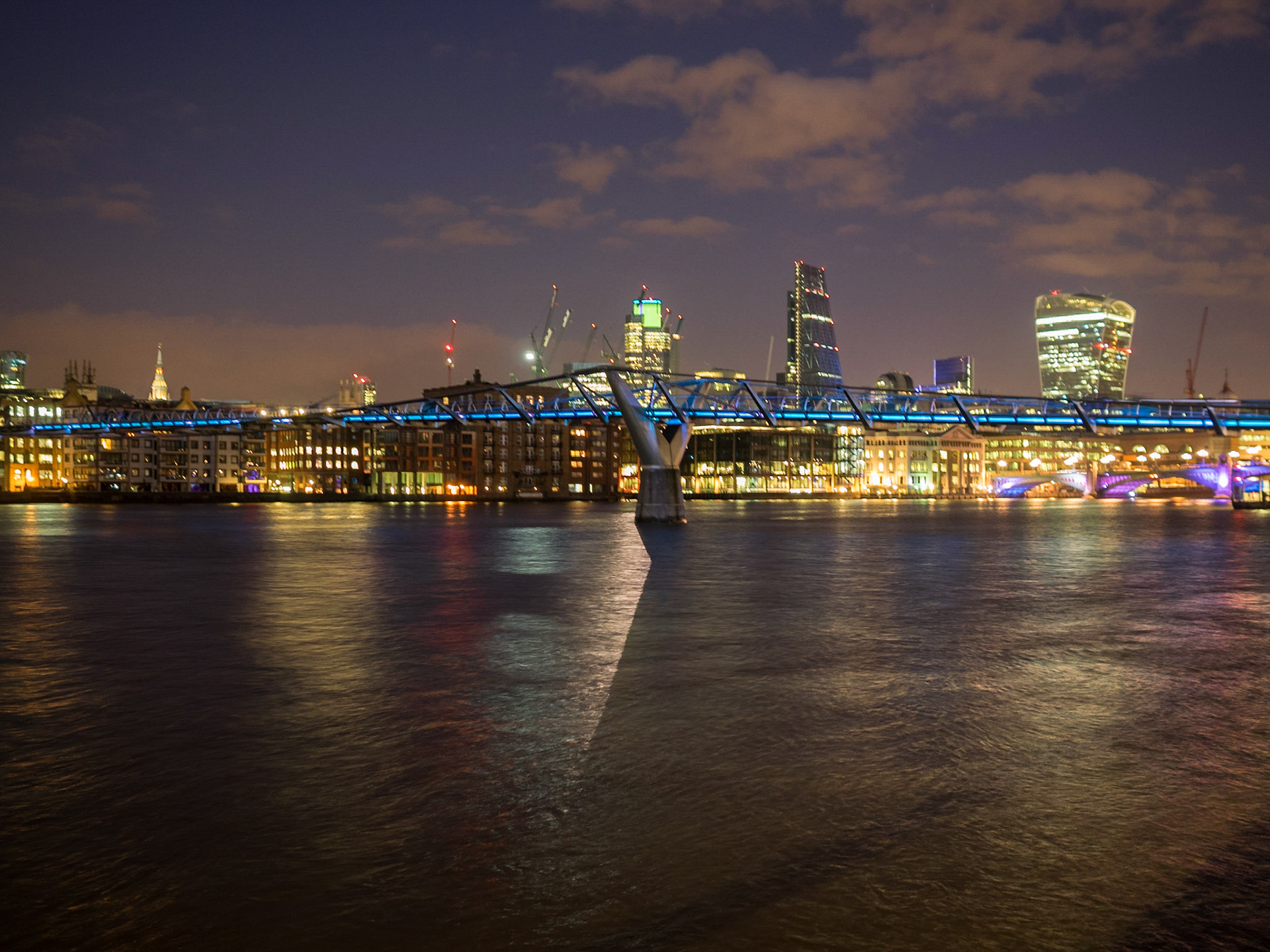London city lights reflecting in the Thames river