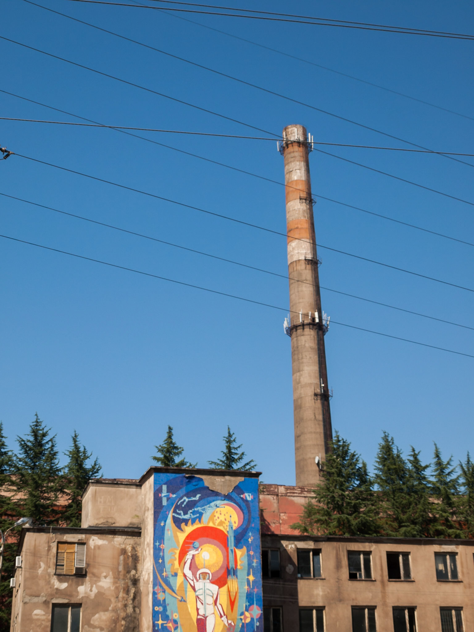 Communist era murals in old factory in Georgia