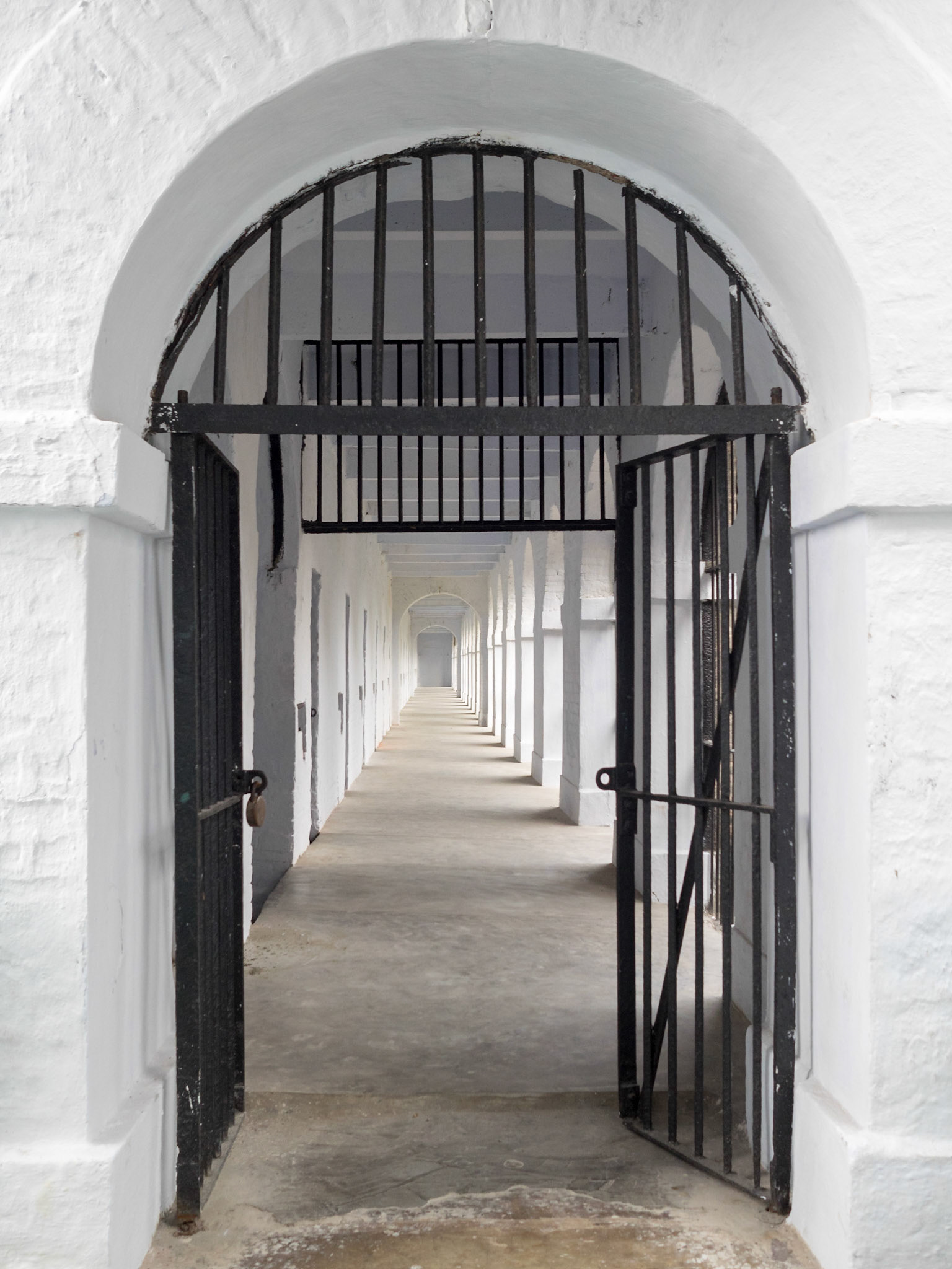 Corridors to the cells of the Cellular Jail National Memorial