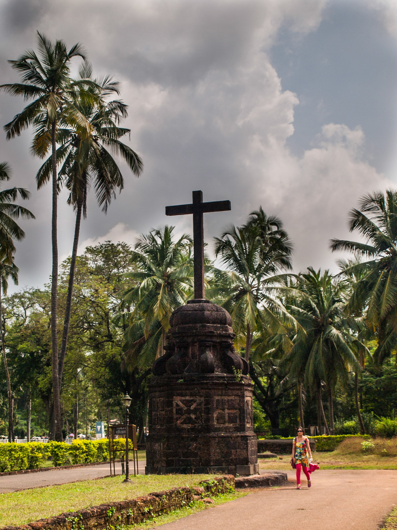 Stone cross outside Basilica of Bom Jesus