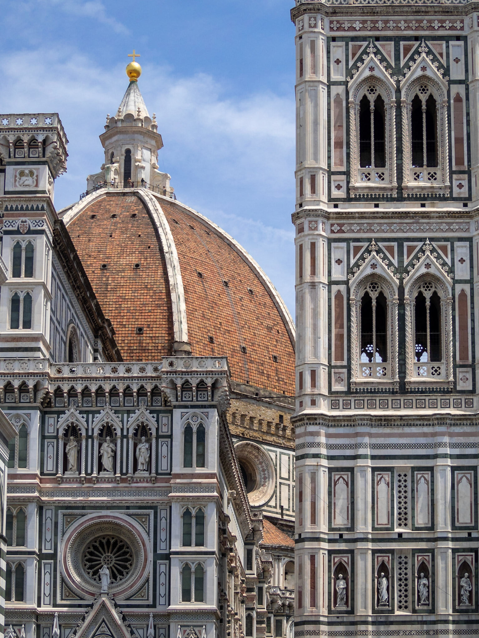 Florence Duomo dome behind Campanile de Giotto