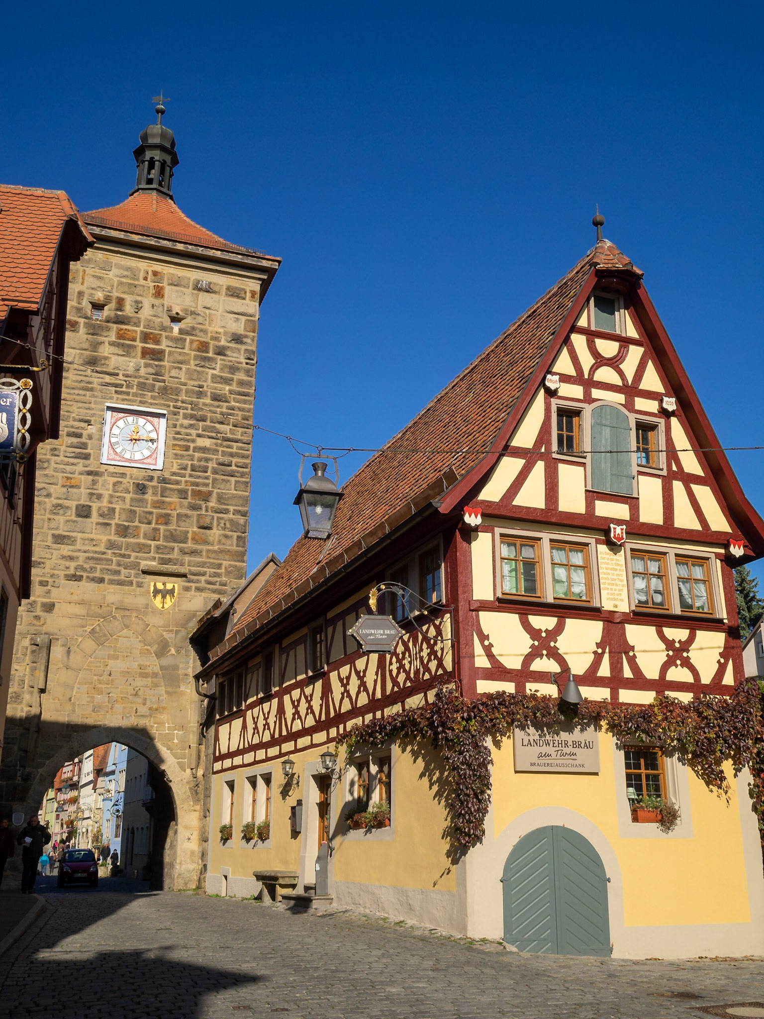 Siebersturm and a tiber-framed house, Rothenburg ob der Tauber