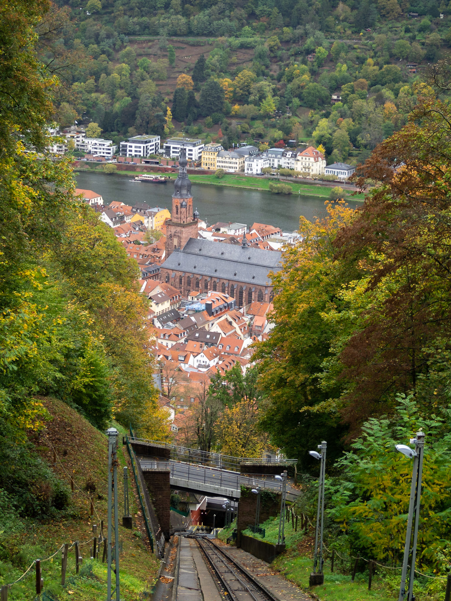 Heidelberg and the Neckar river seen from Bergbahn