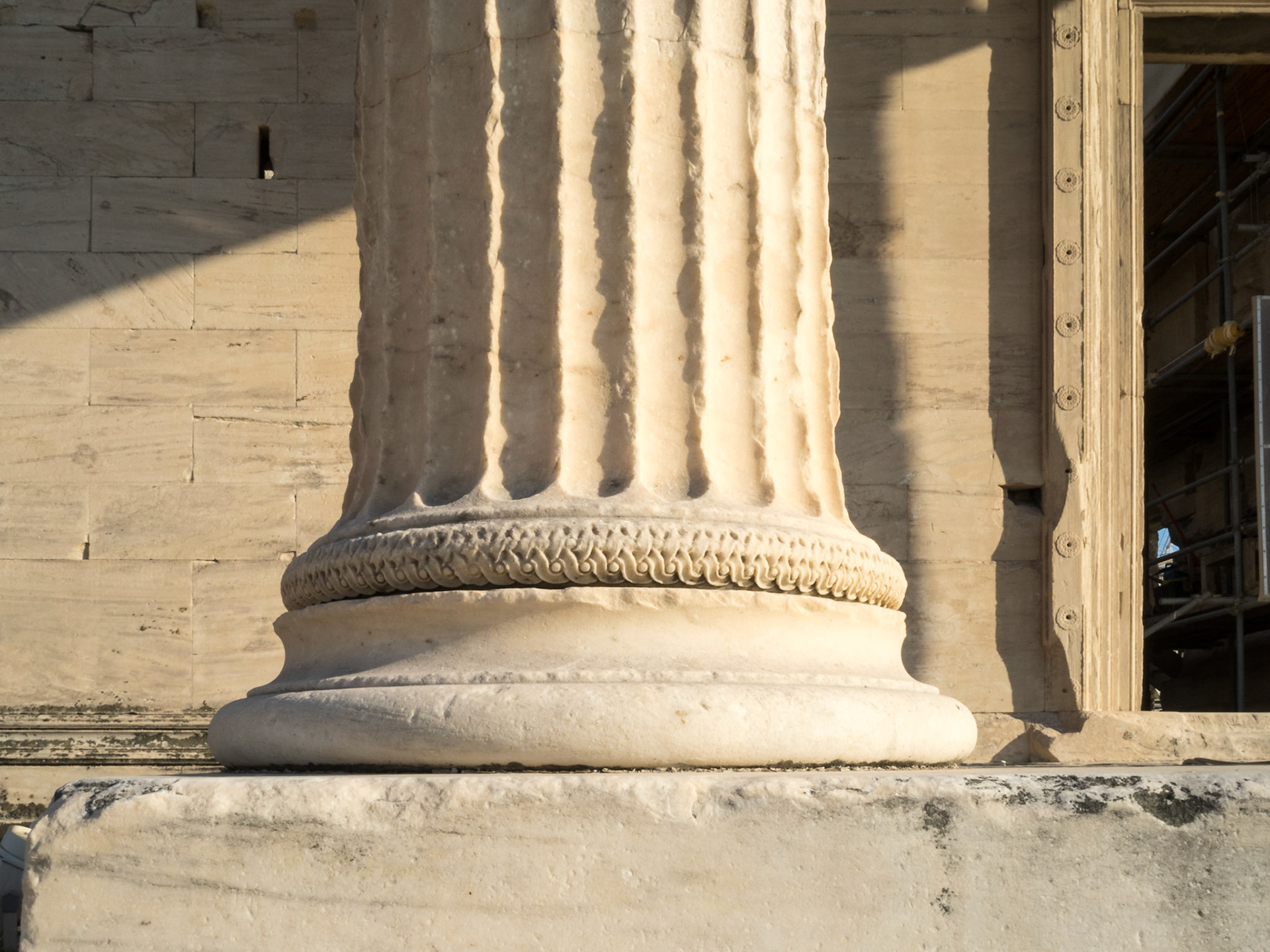 Detail od a Dorian style column plinth