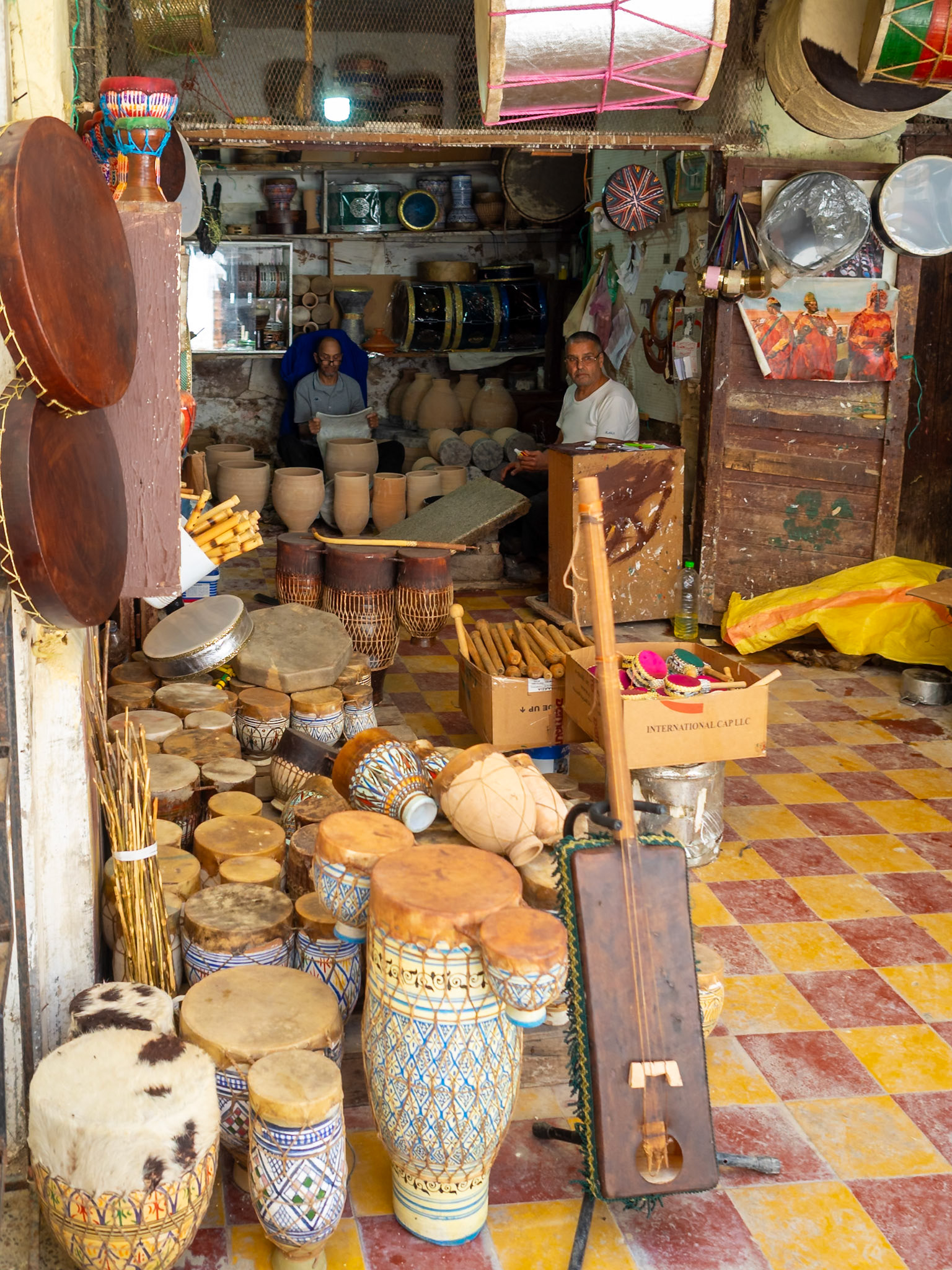 Musical instruments shop in Fez medina, Morocco