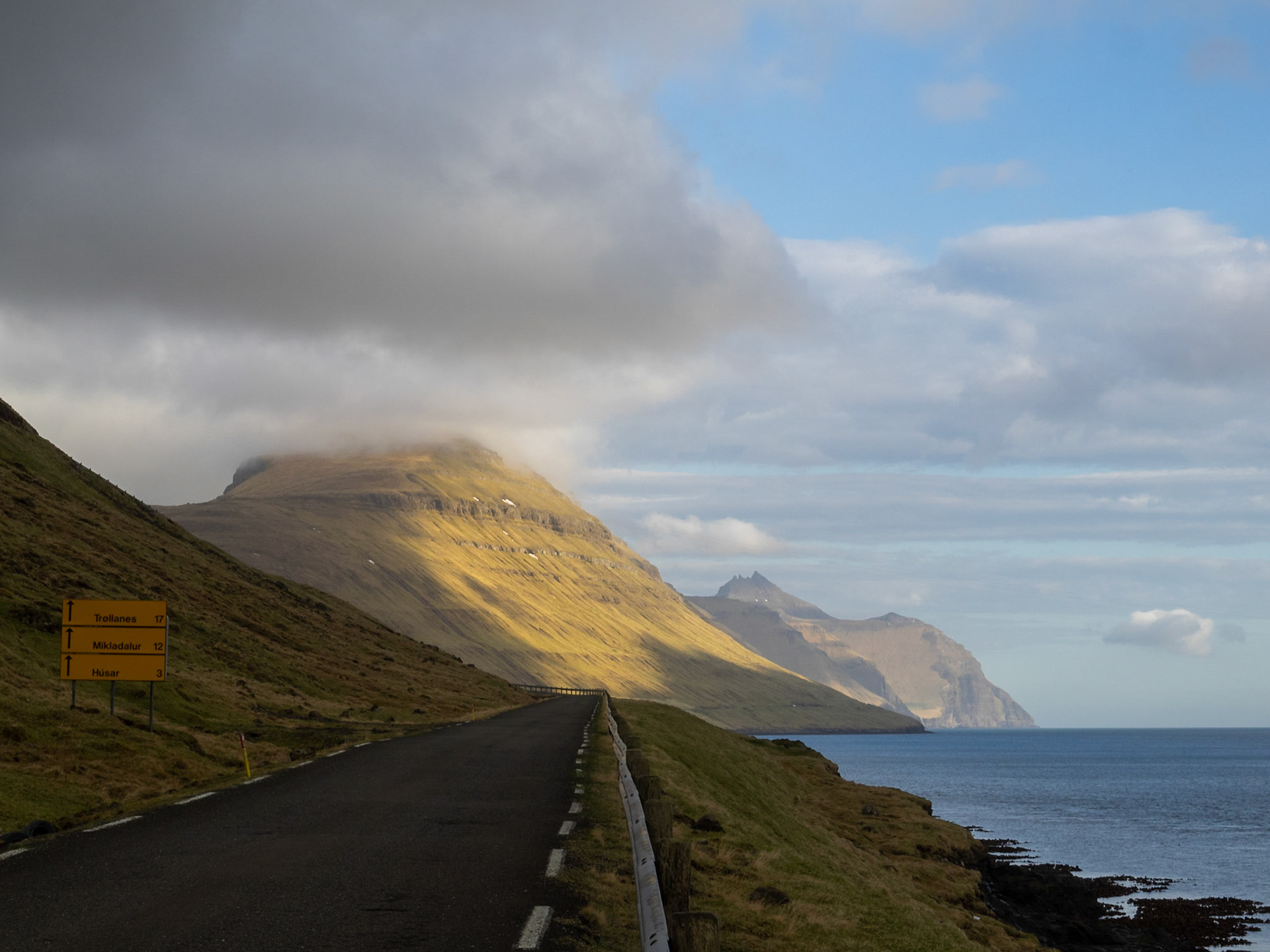 Looking north along the road, Kalsoy