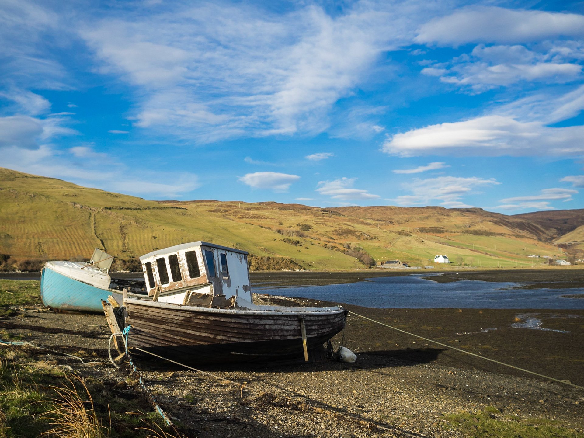 Boat ashore in Loch Harport