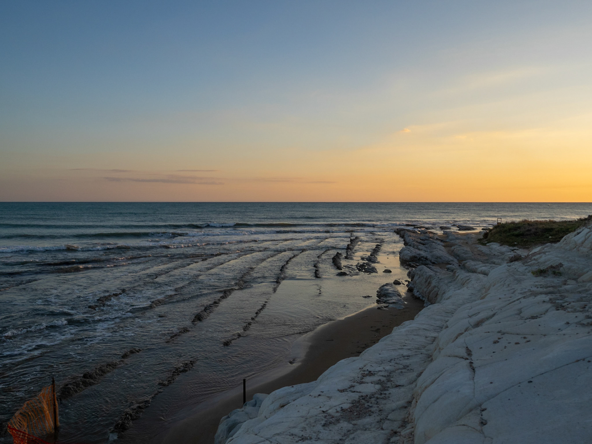 Dusk at Scala dei Turchi white cliffs