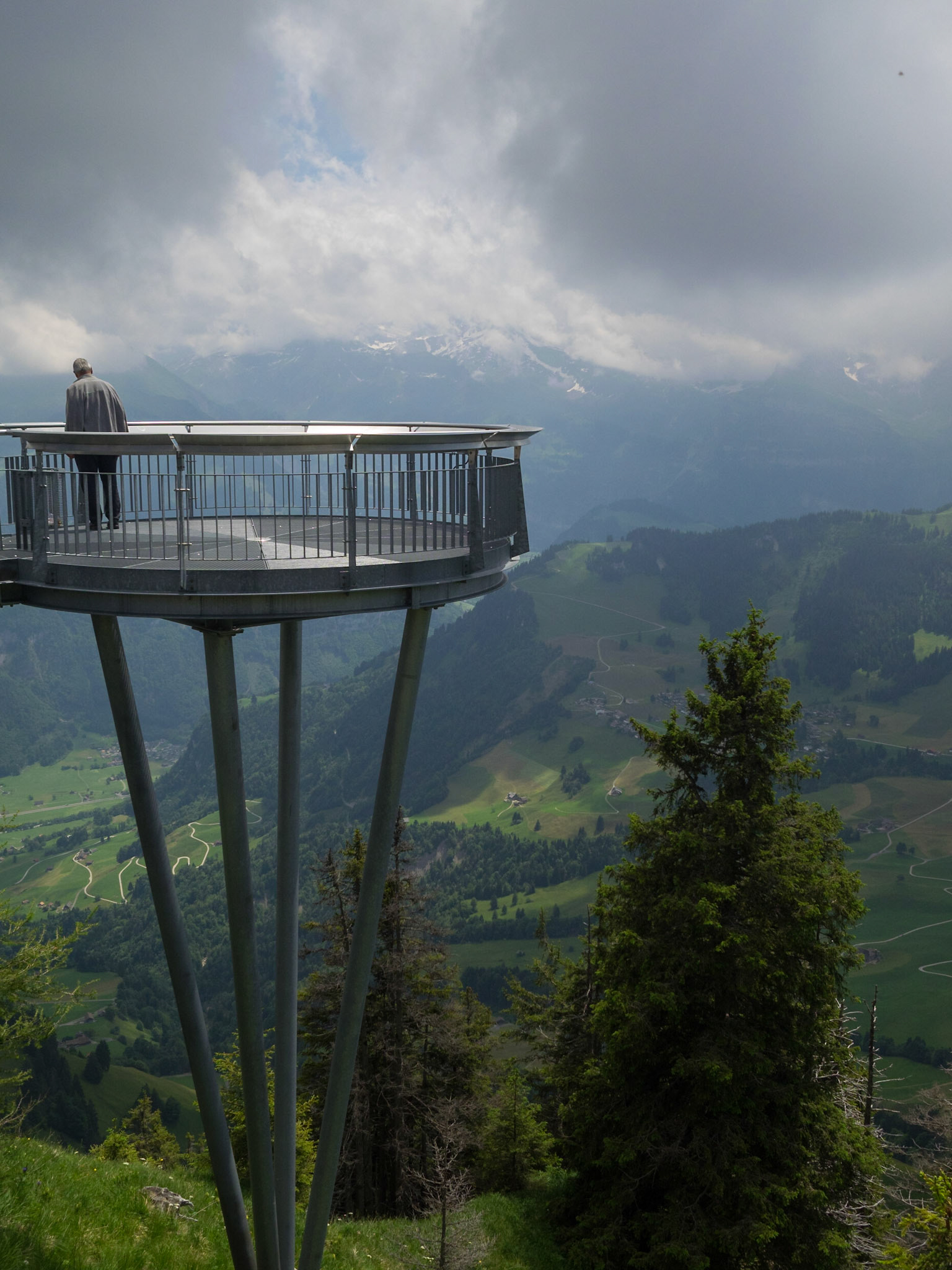 Man overlooking the landscape from Stanserhorn