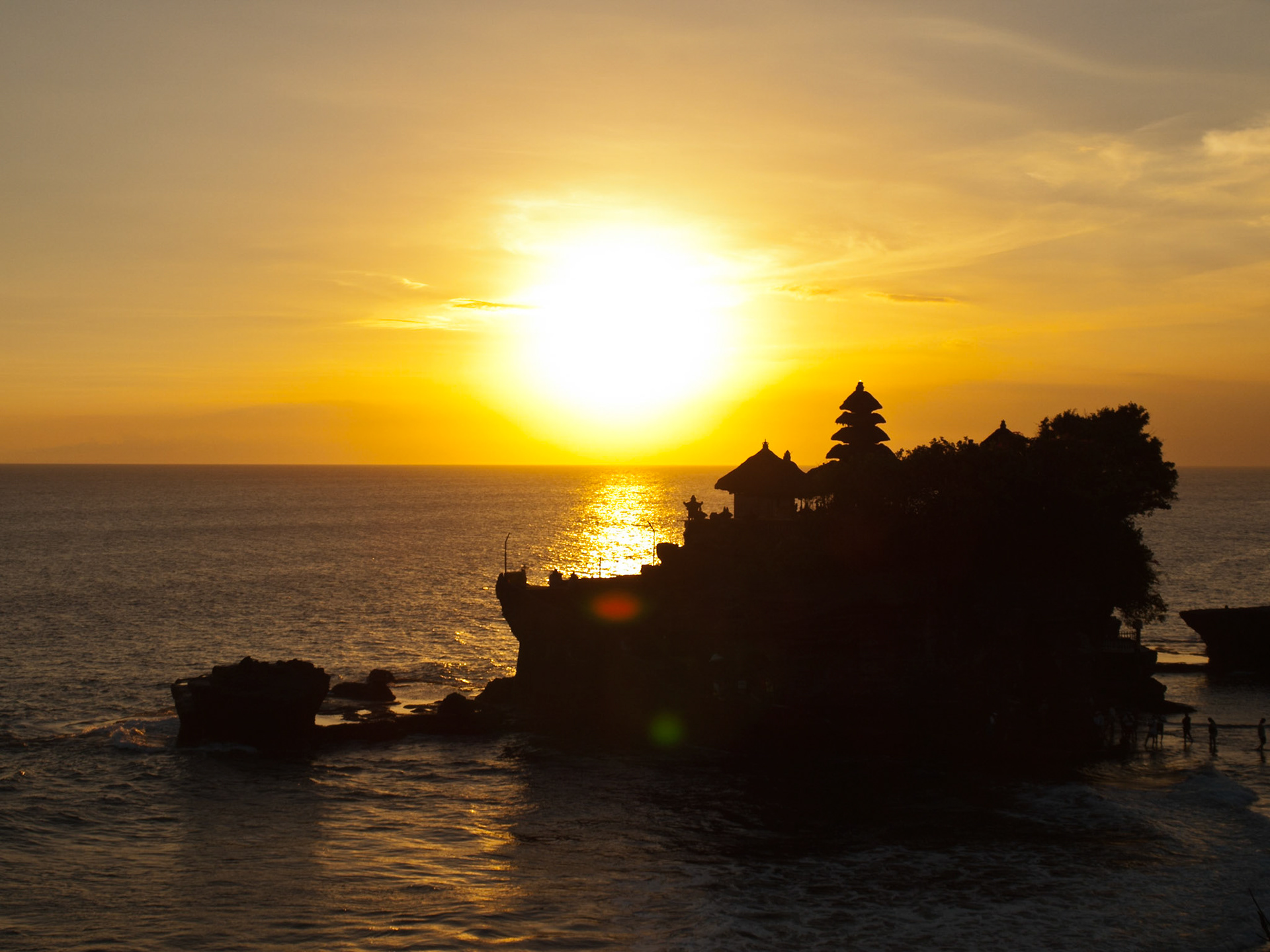 Tanah Lot temple silhouette at sunset