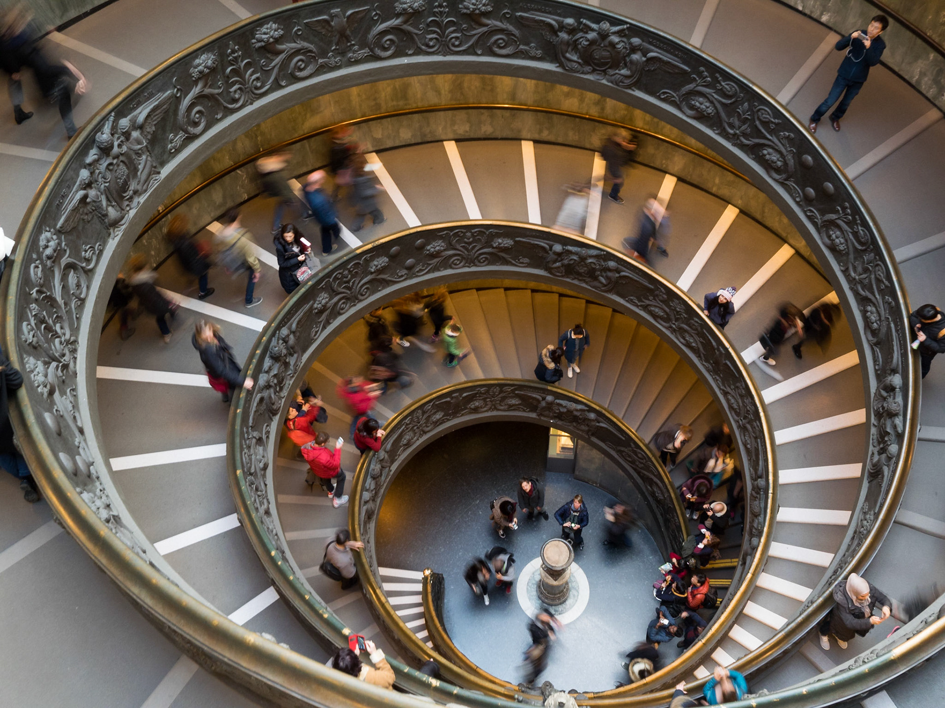 Vatican Museum spiral stairs seen from above