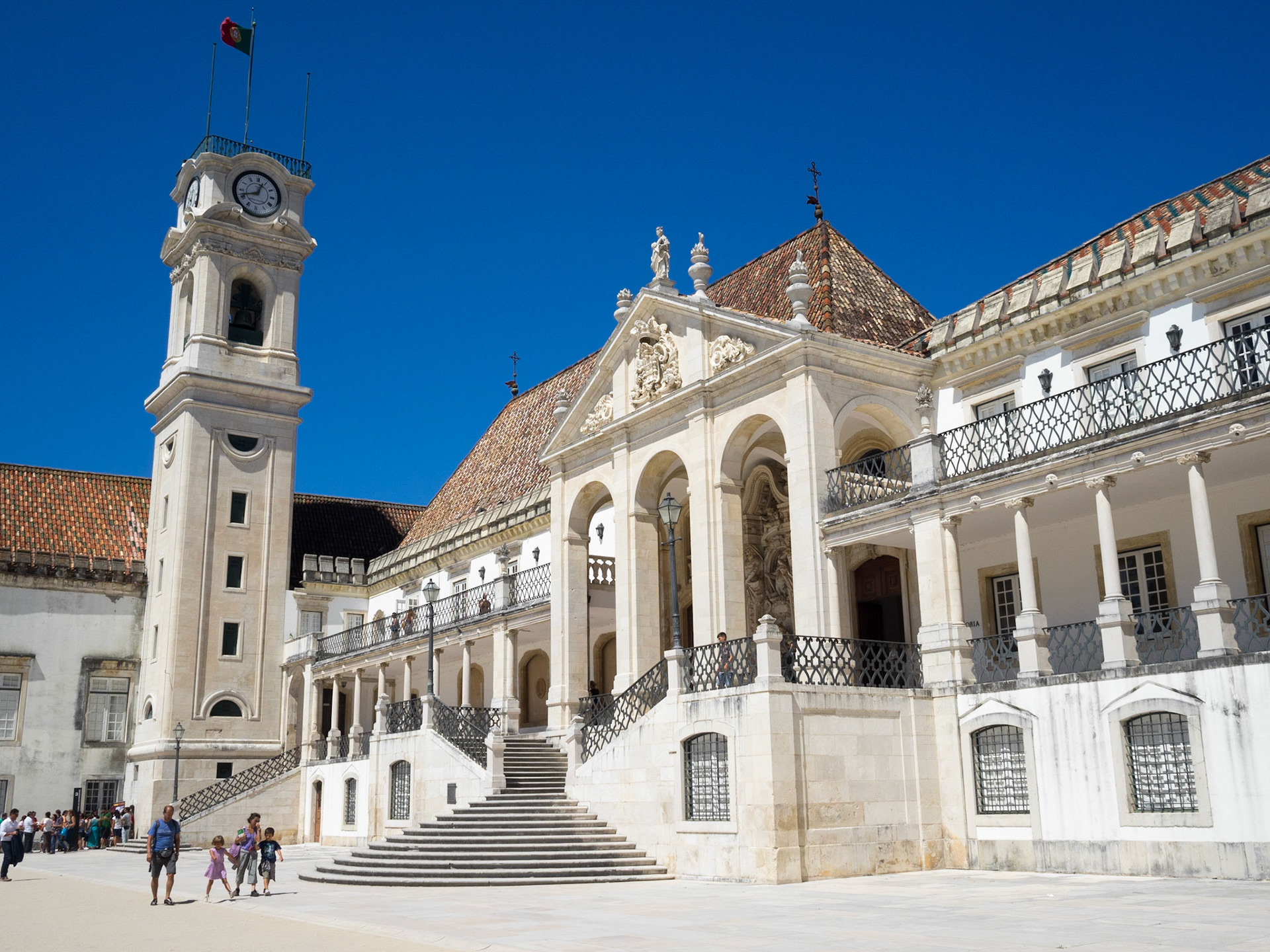 Via Latina and tower of Coimbra's University Paço das Escolas court