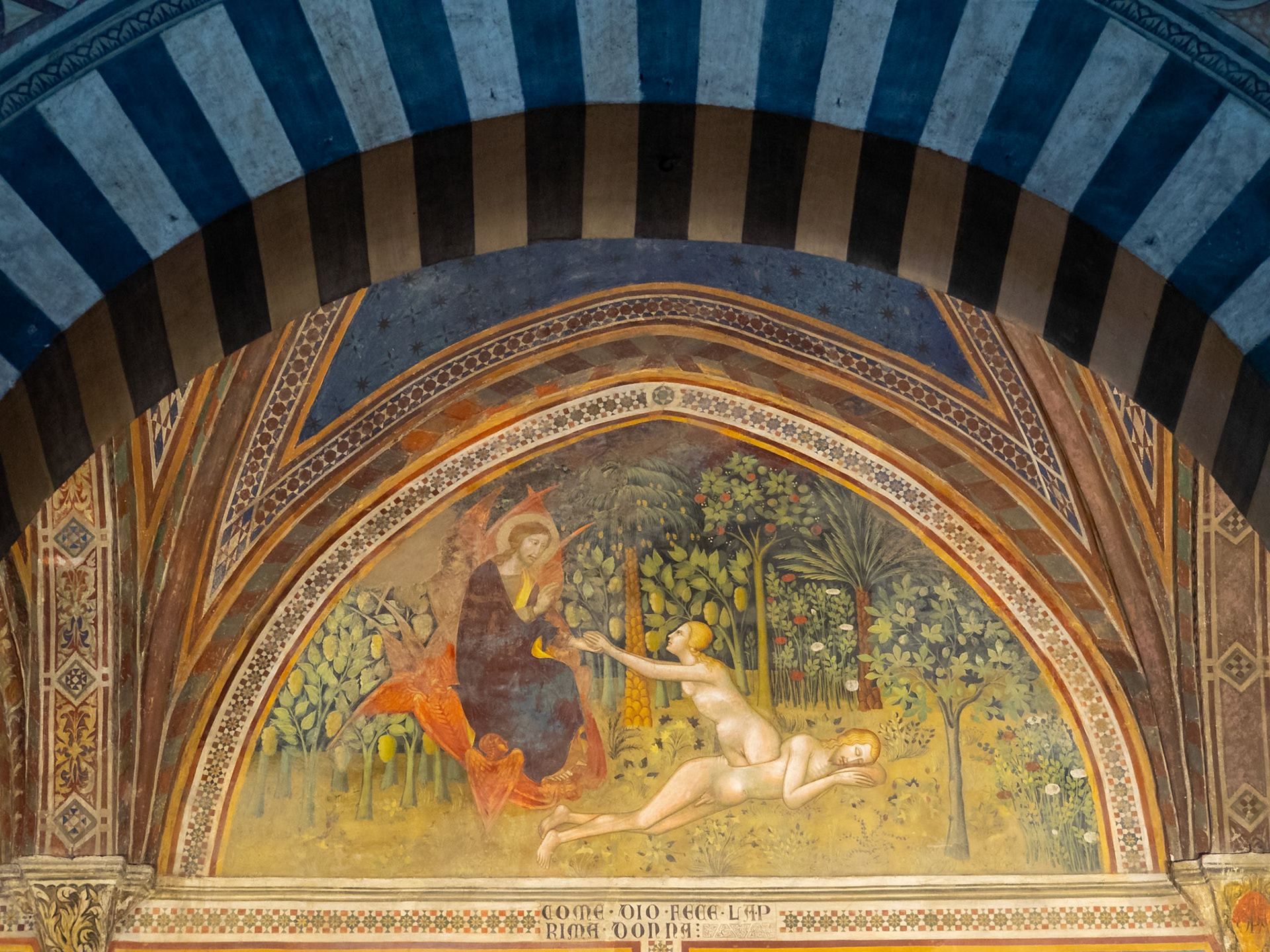 The Creation of Eve  by Bartolo di Fredi, scene from the Old Testament, at the Collegiata di Santa Maria Assunta, San Gimignano