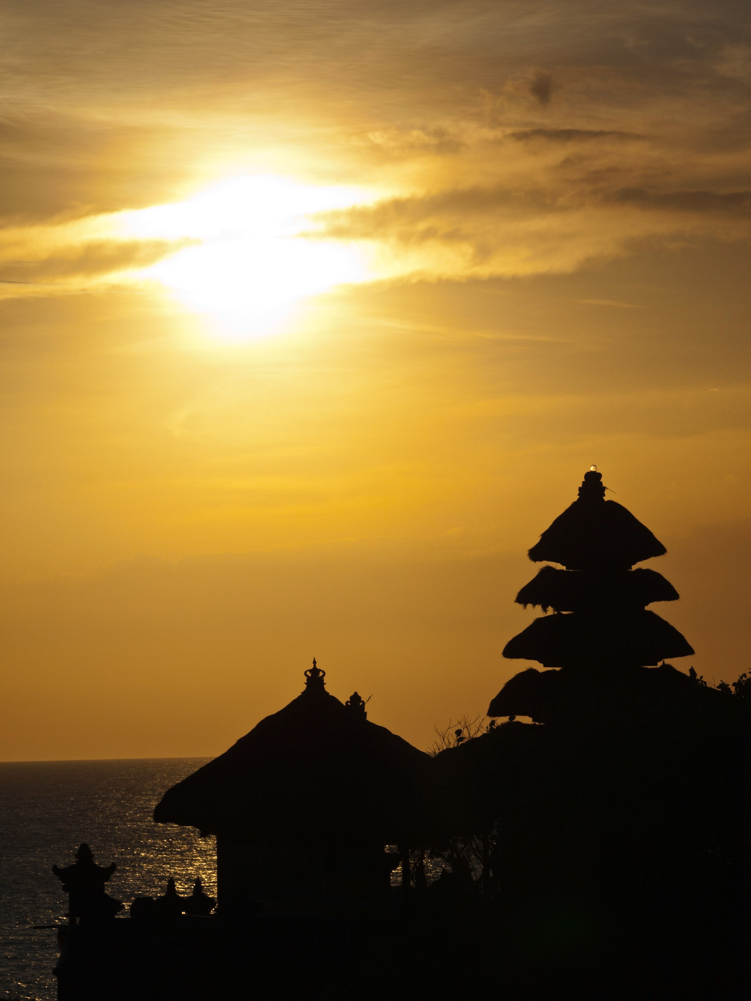 Tanah Lot temple silhouette at sunset