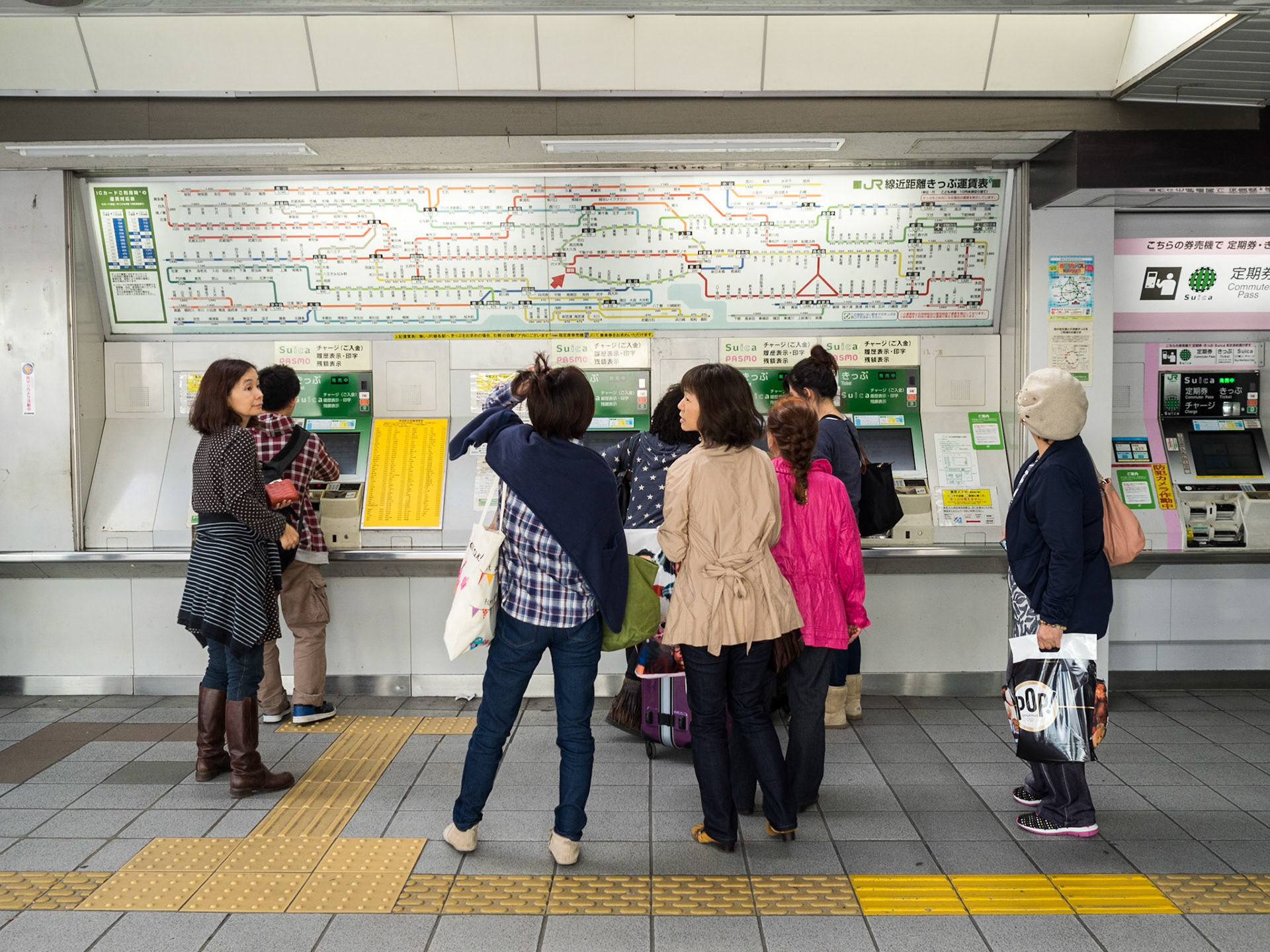 Tokyo subway map and vending machines
