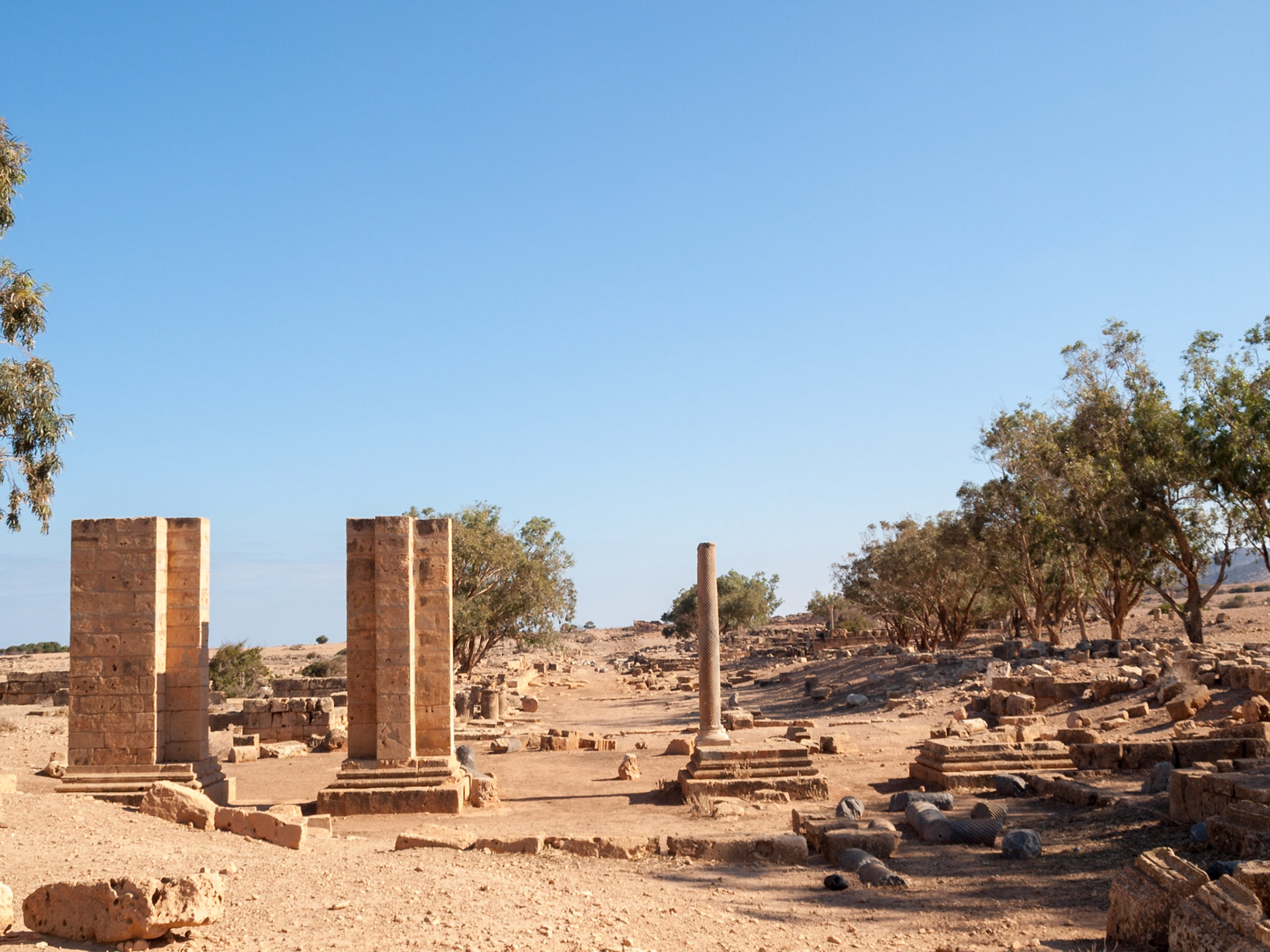 View of the Roman arches in Tolmeita
