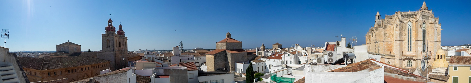 Panorama of the rooftops and churches of Ciutadella de Menorca
