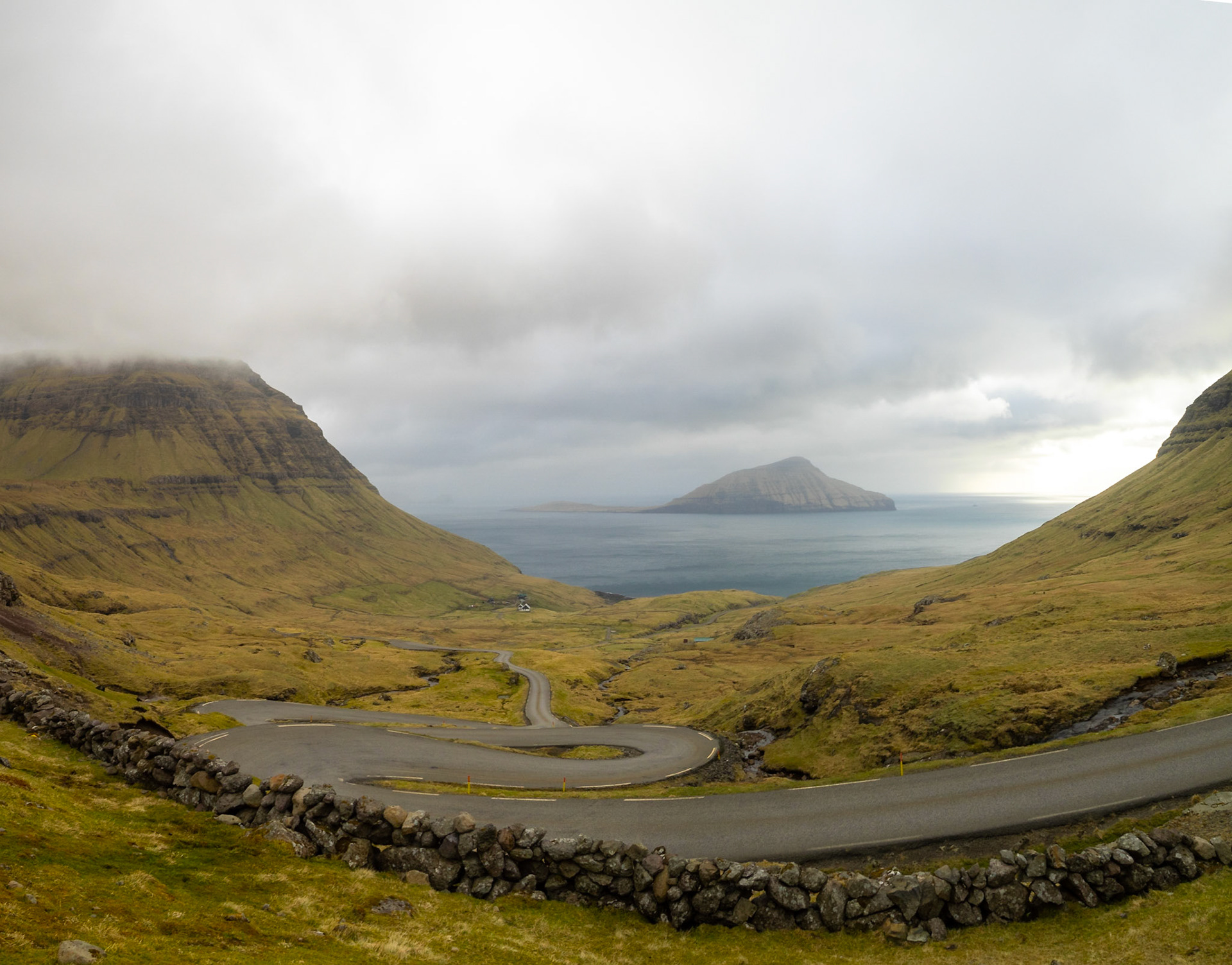 Norðradalur winding road and Koltur island