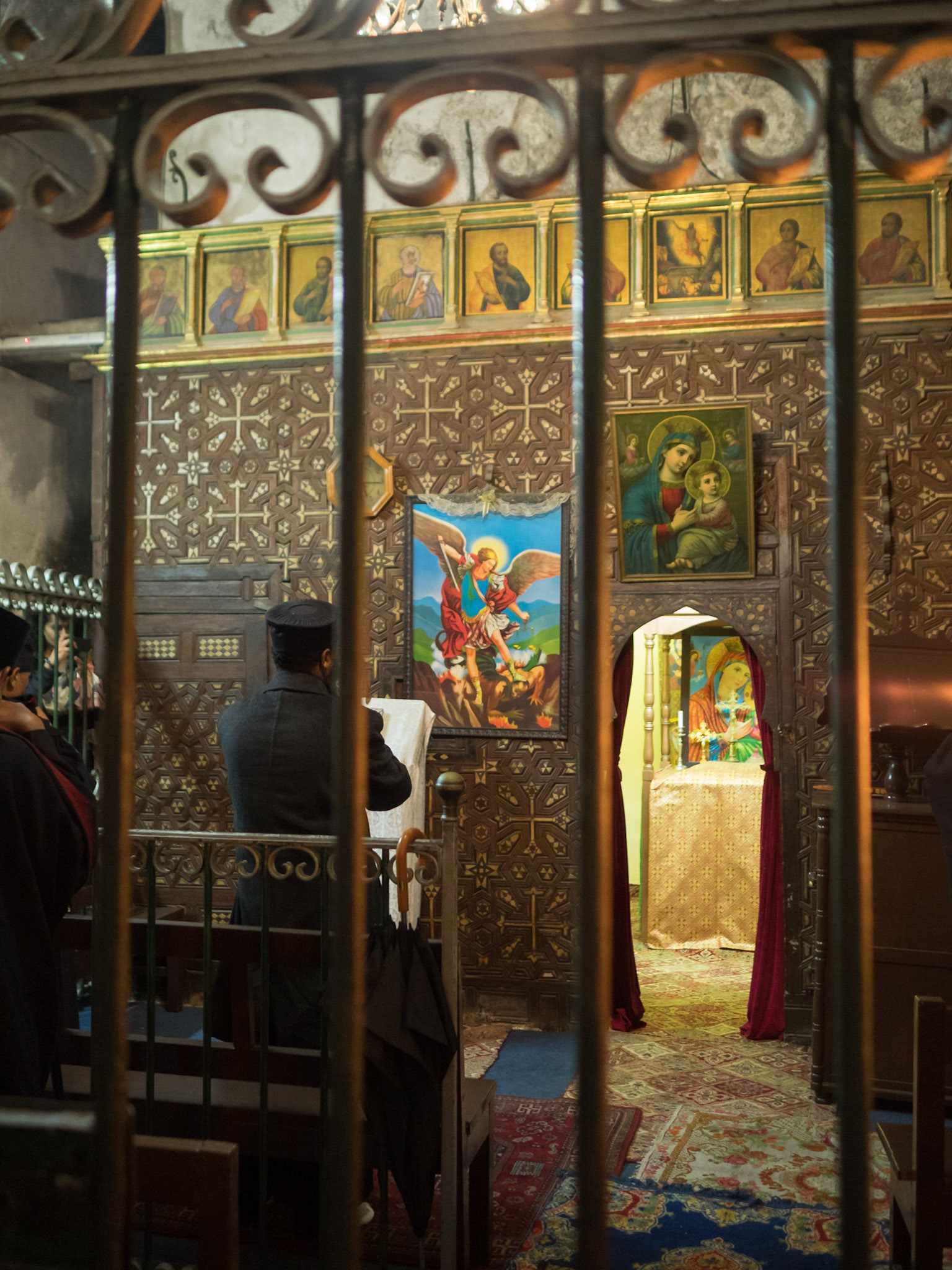 Praying inside the Chapel of St Michael and All Saints, Church of the Holy Sepulcher