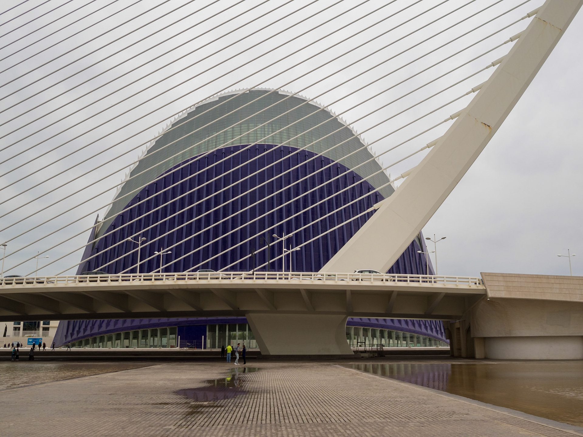 The Agora building behind the bridge at the City of Arts and Sciences, Valencia