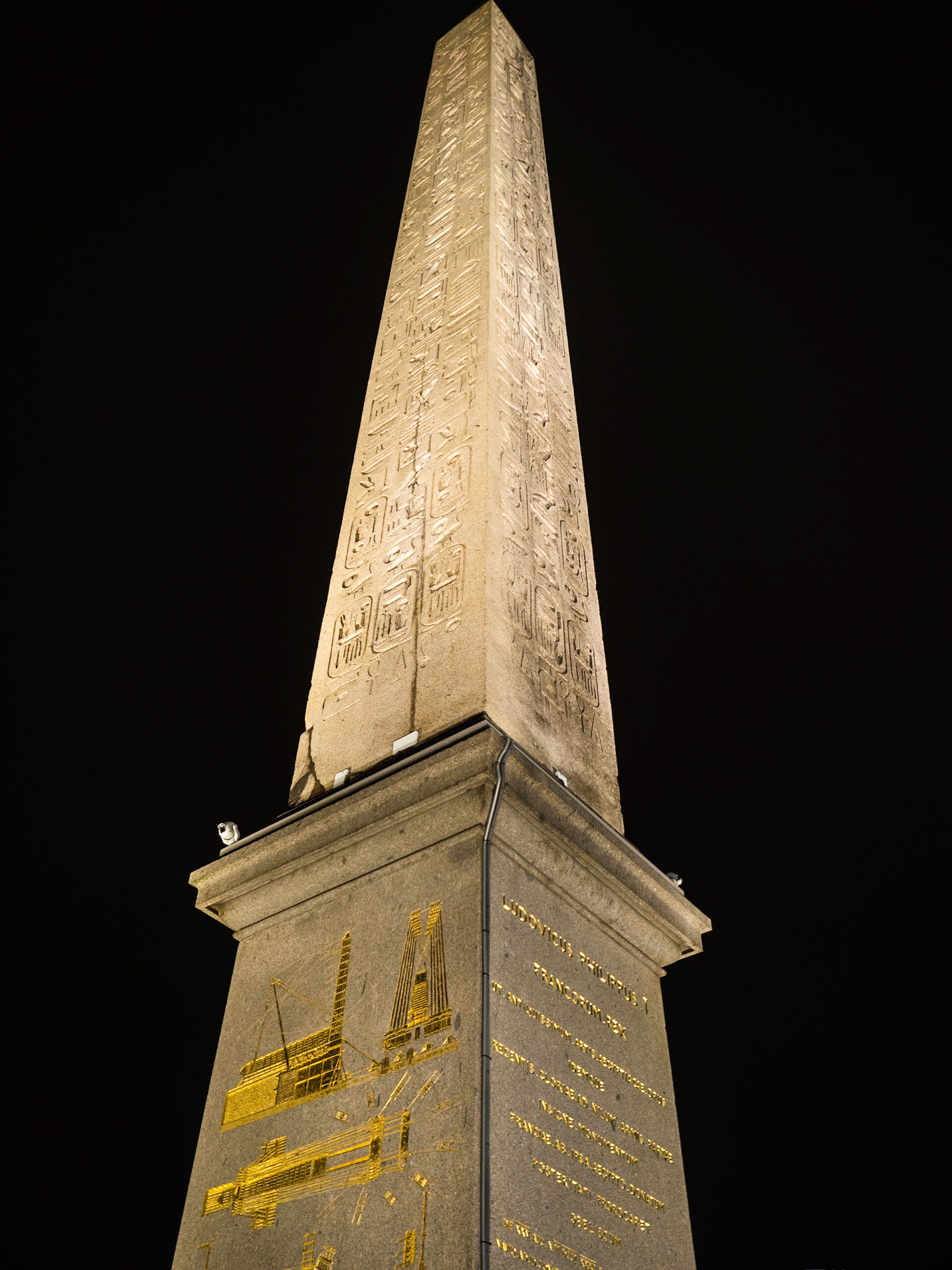 Obelisk from La Concorde square at night