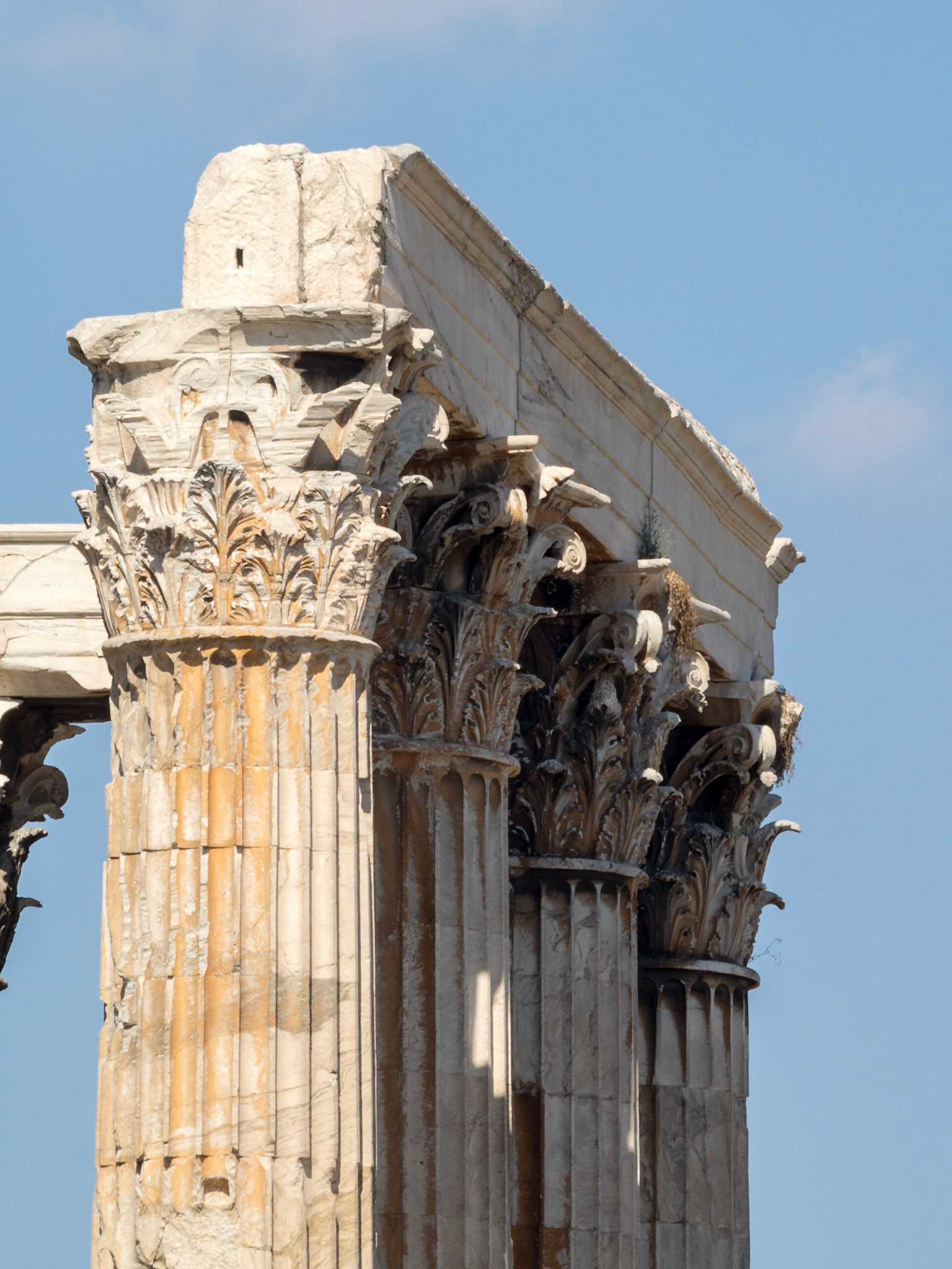 Corinthian chapiters of the columns of lOlympian Zeus temple ruins in Athens