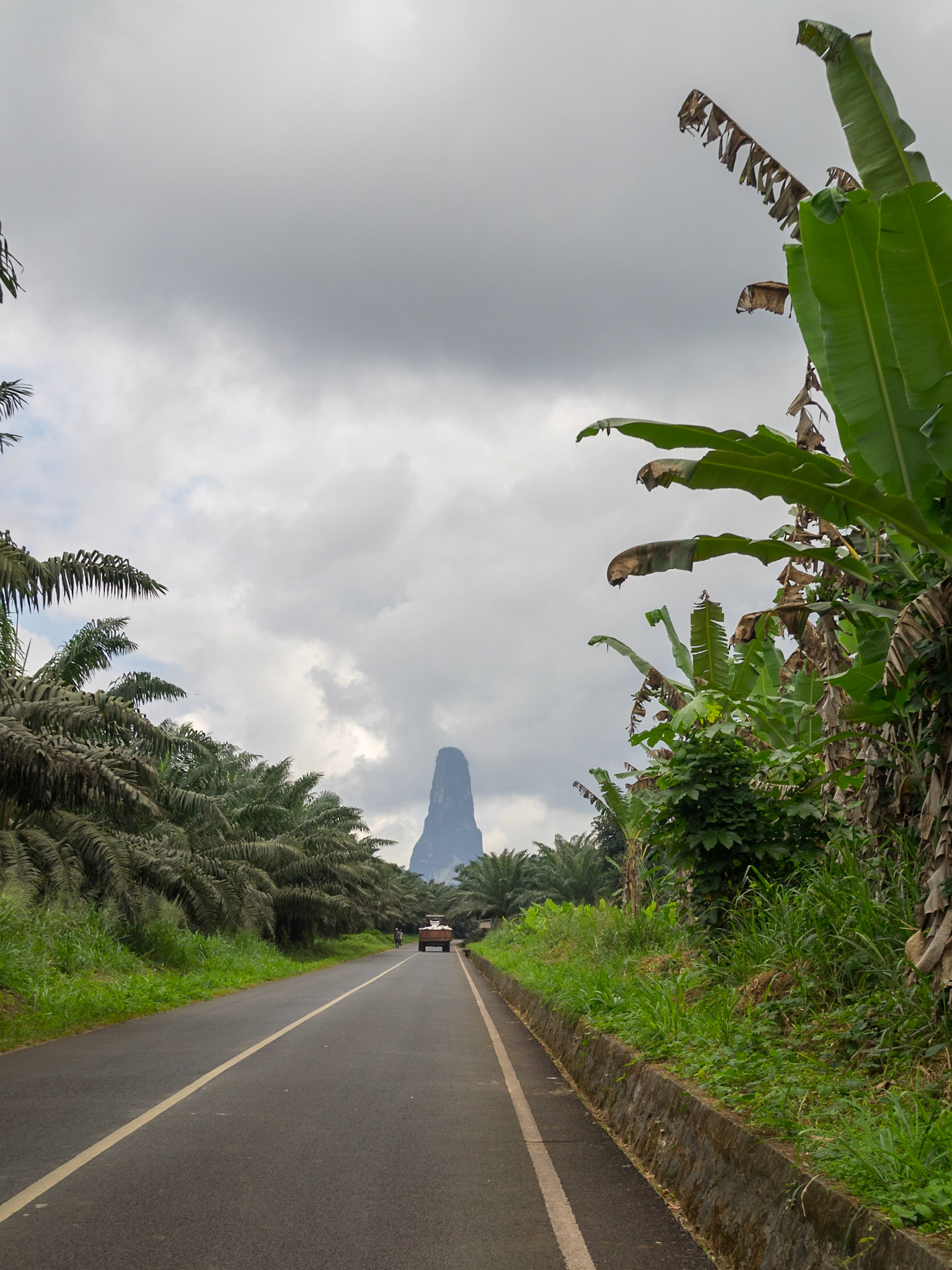 Pico do Cão Grande at the end of a road in south São Tomé