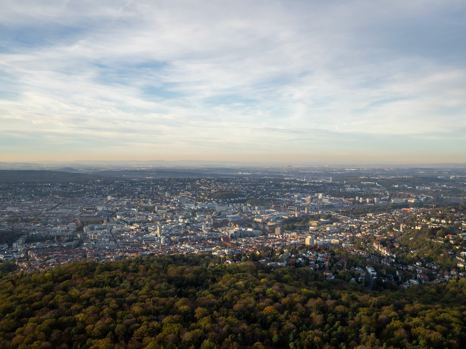 Stuttgart surrounding landscape from the top of the Fernsehturm