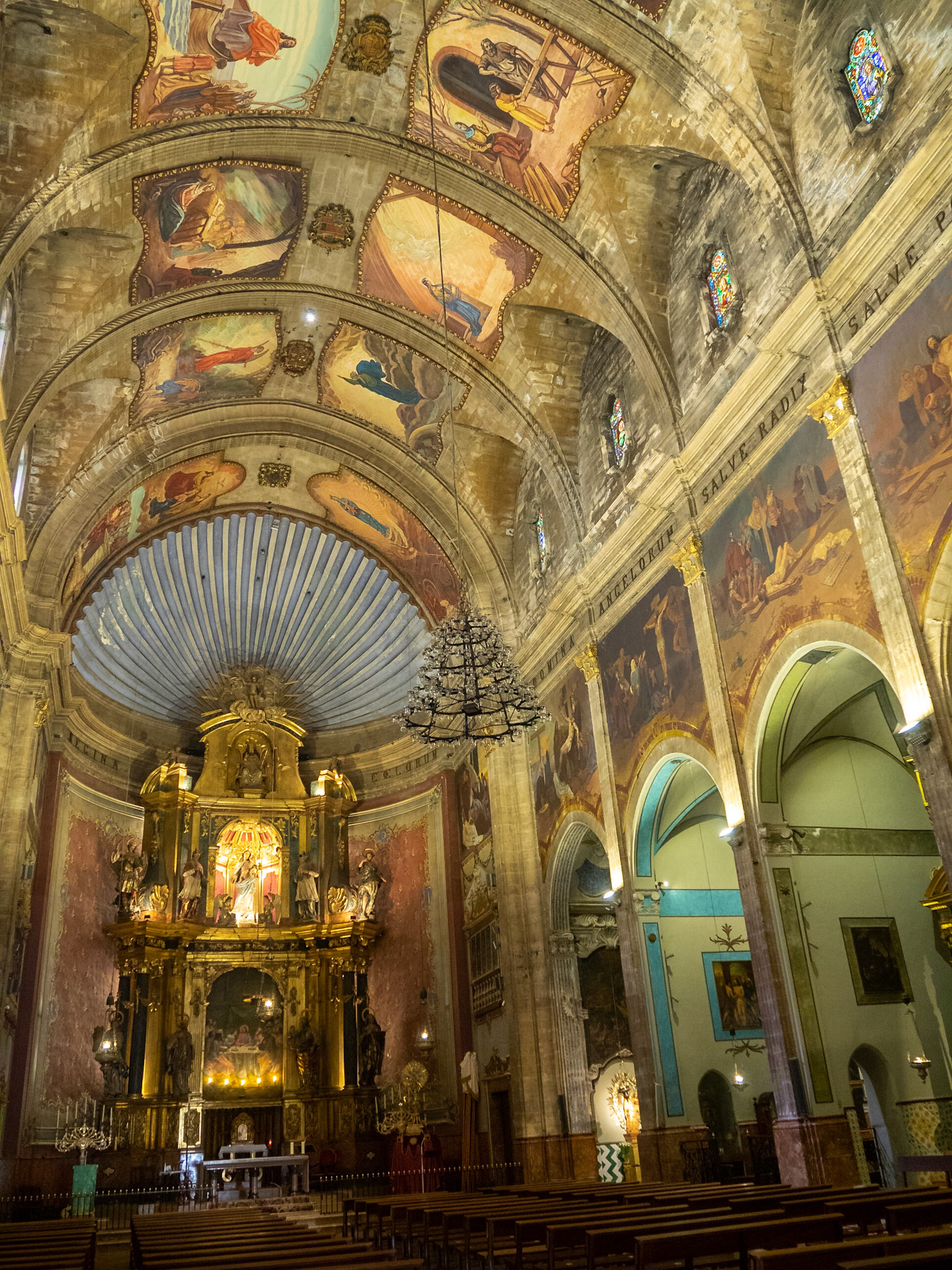 Genral view of the interior of Our Lady of the Angels Church, Pollença