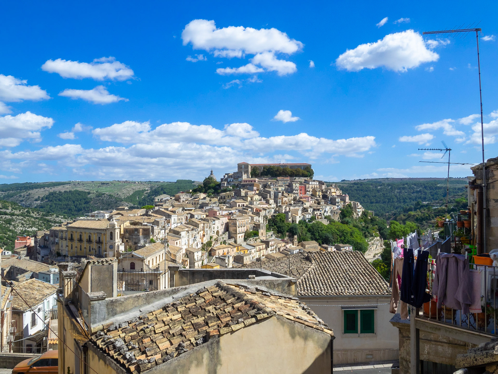 Ragusa Ibla seen over the roofs of Ragusa