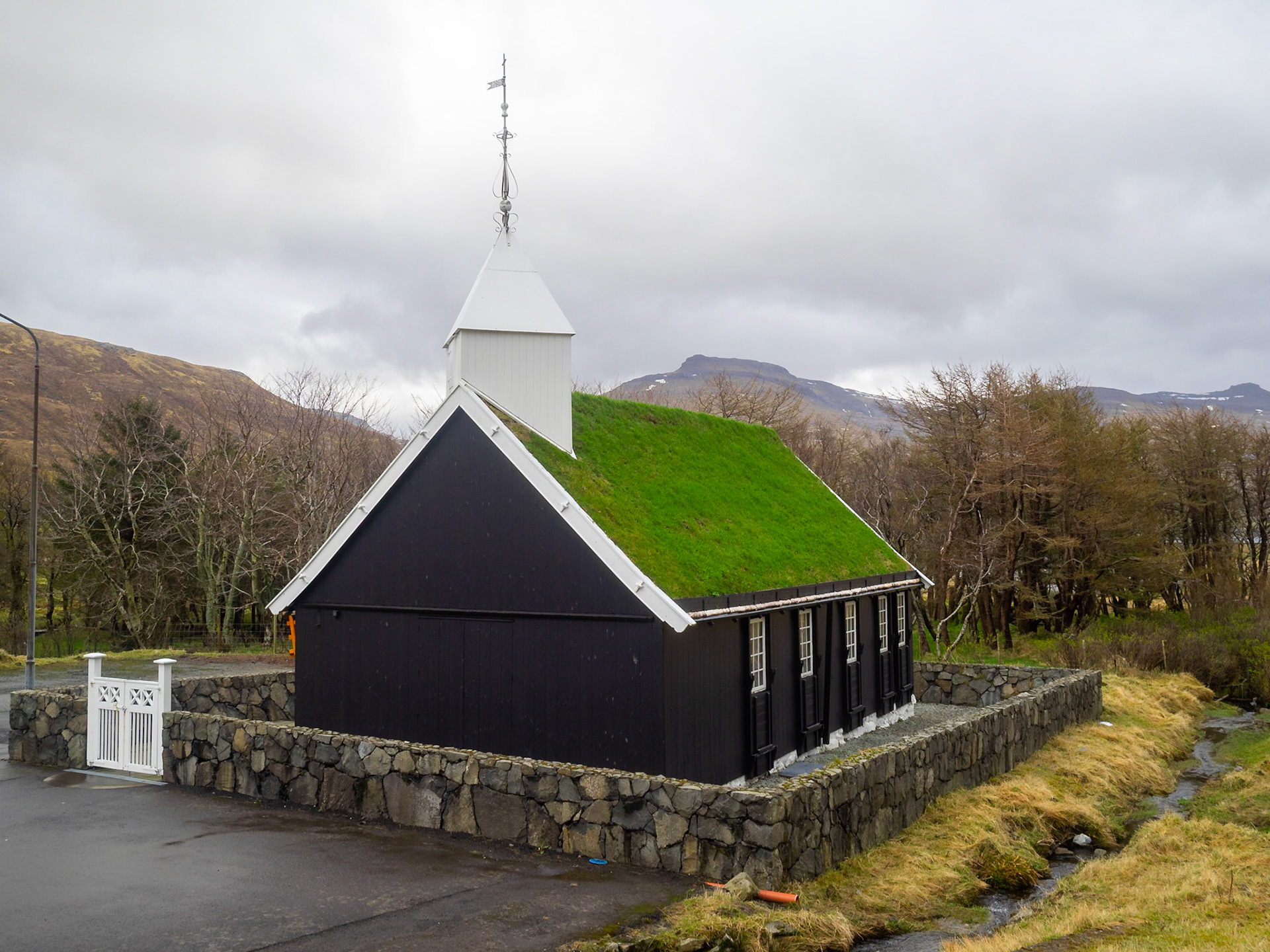 Hvalvík black church with turf roof