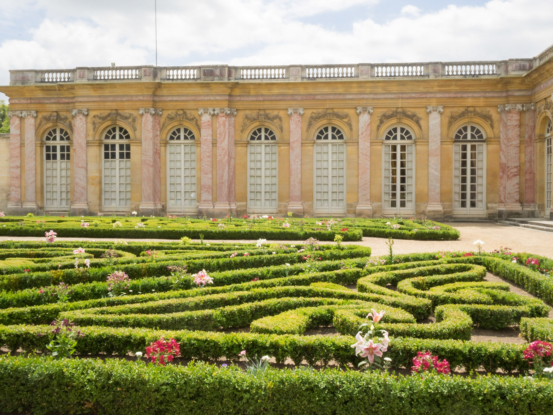 The Grand Trianon palace garden and facade