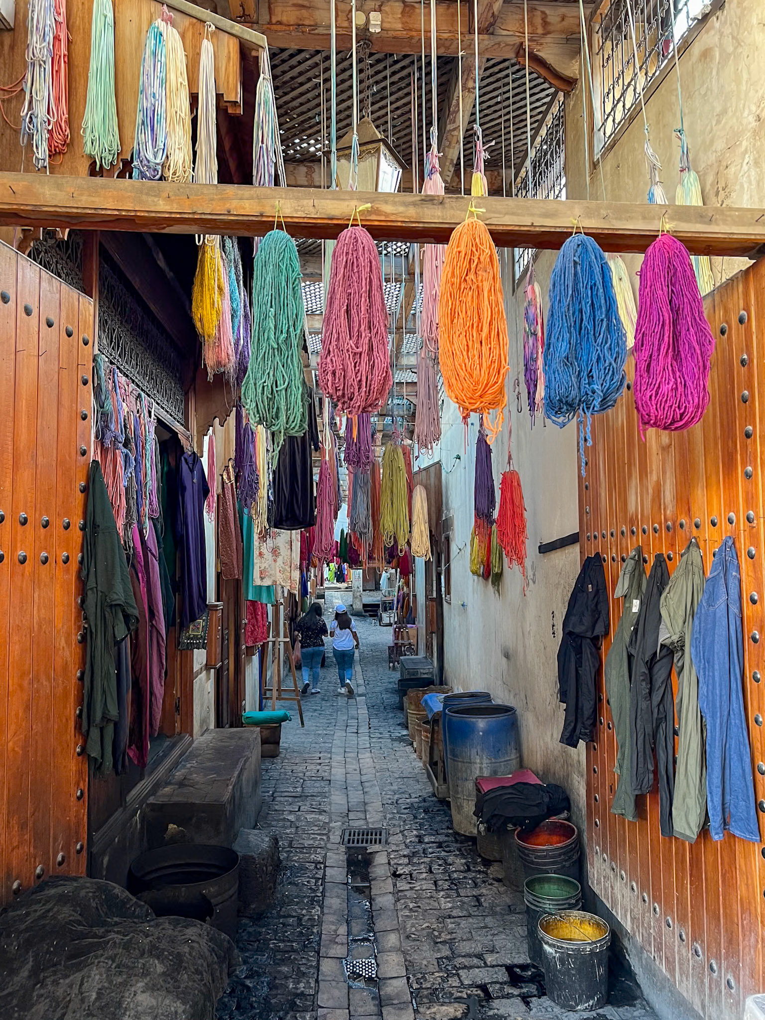 Yarn for sale in Fez medina, Morocco