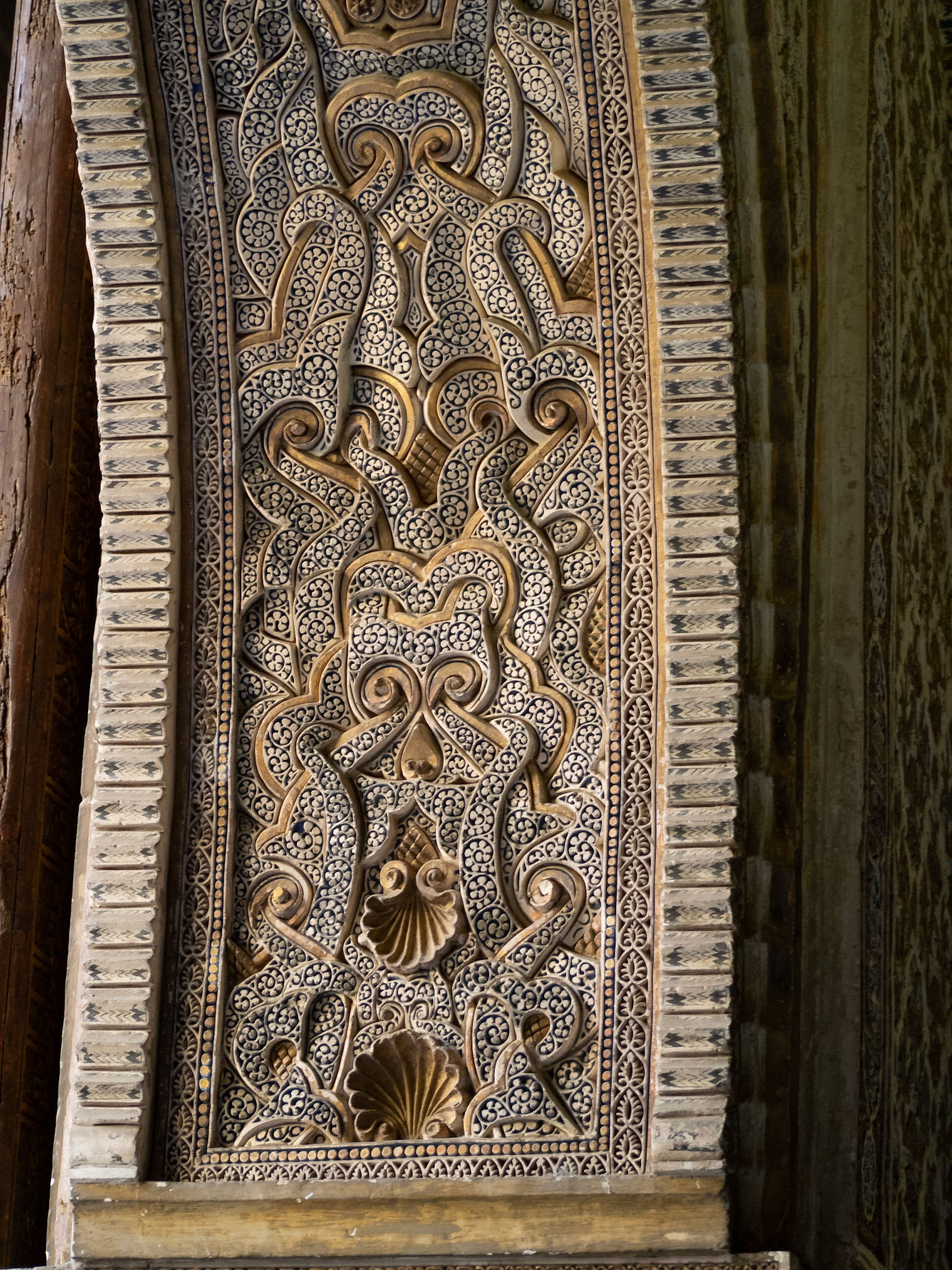 Arch decorations detail of the Alcazar of Seville